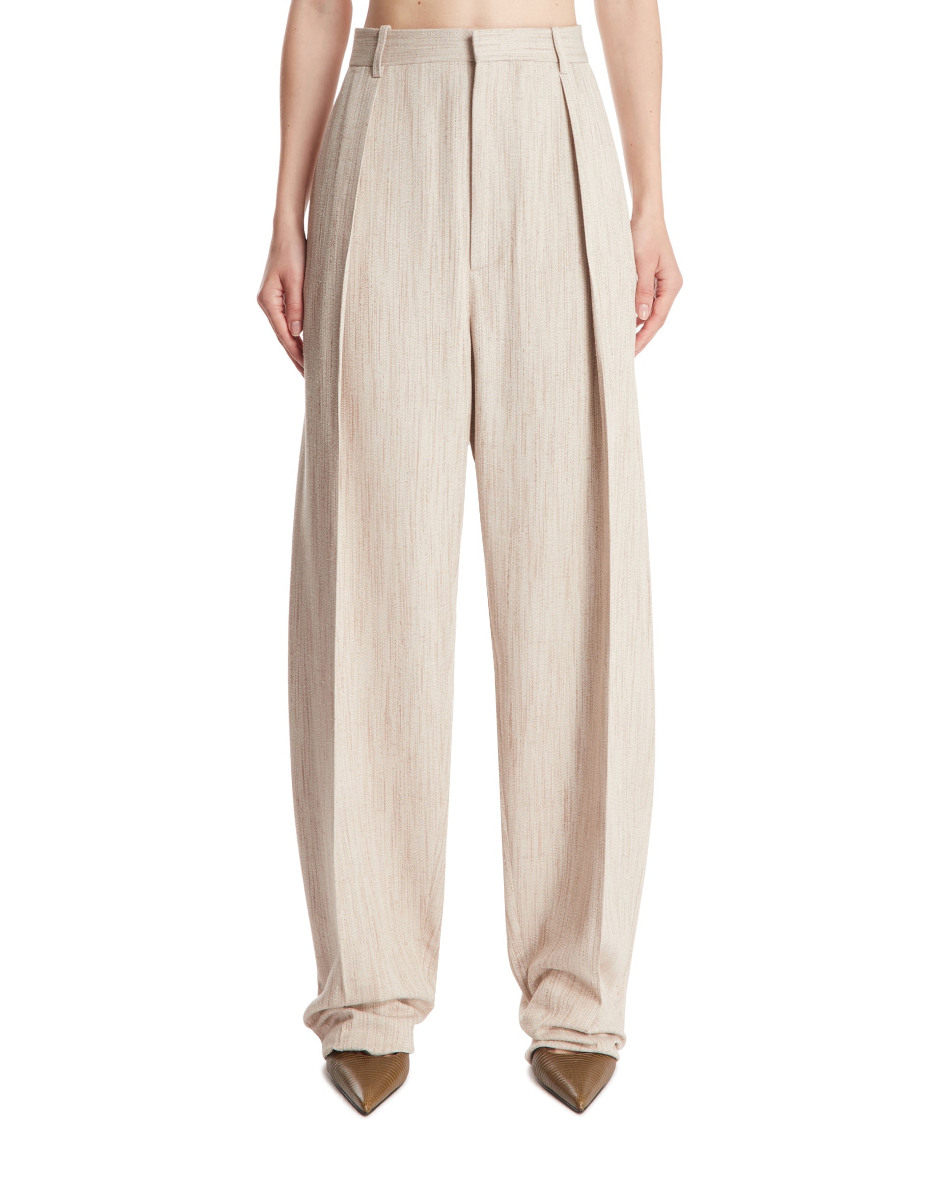 Beige Silk And Viscose Pants Bottega veneta оригінал – Купити в Україні – боковий вид