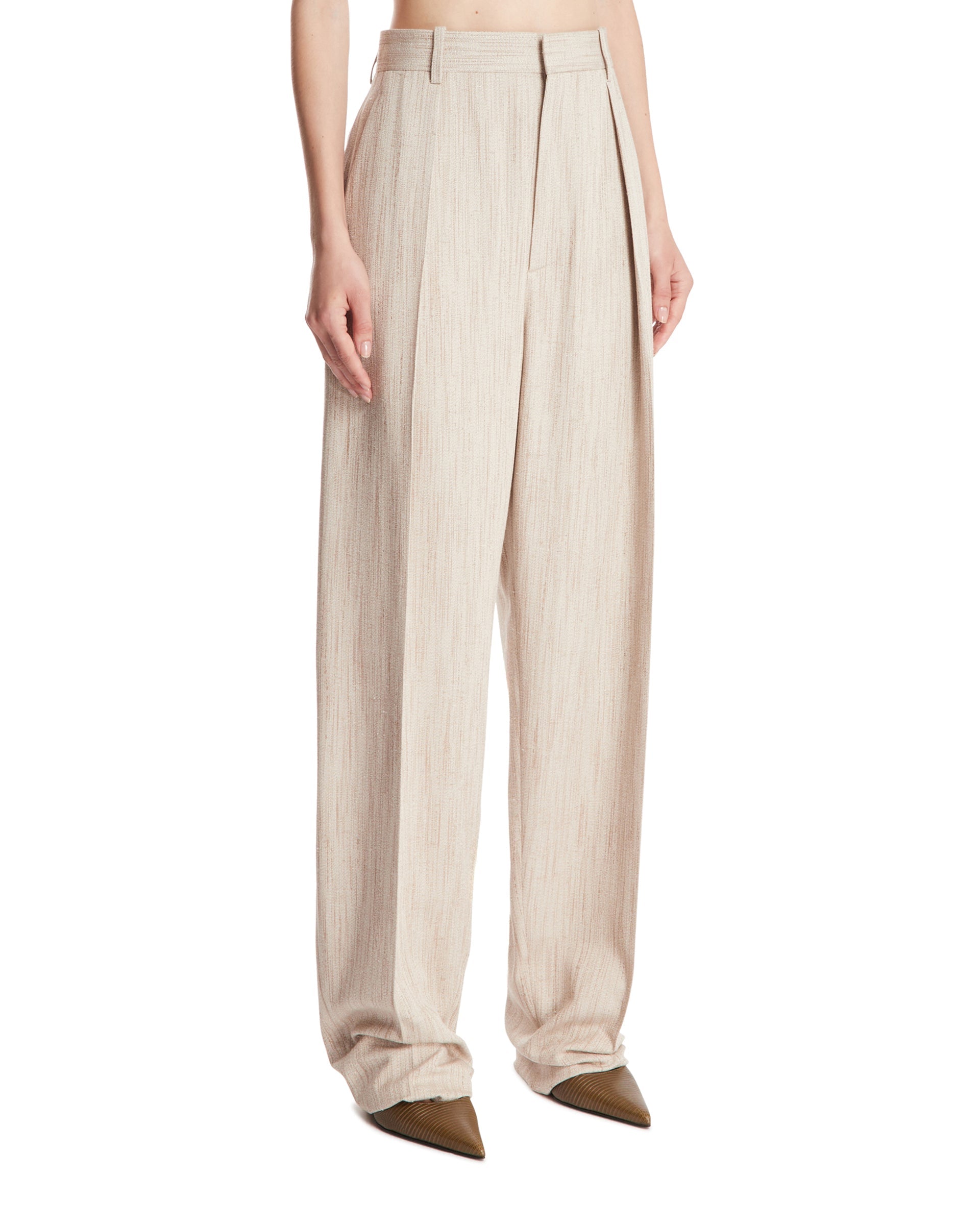 Beige Silk And Viscose Pants Bottega veneta оригінал – Купити в Україні – вид ззаду
