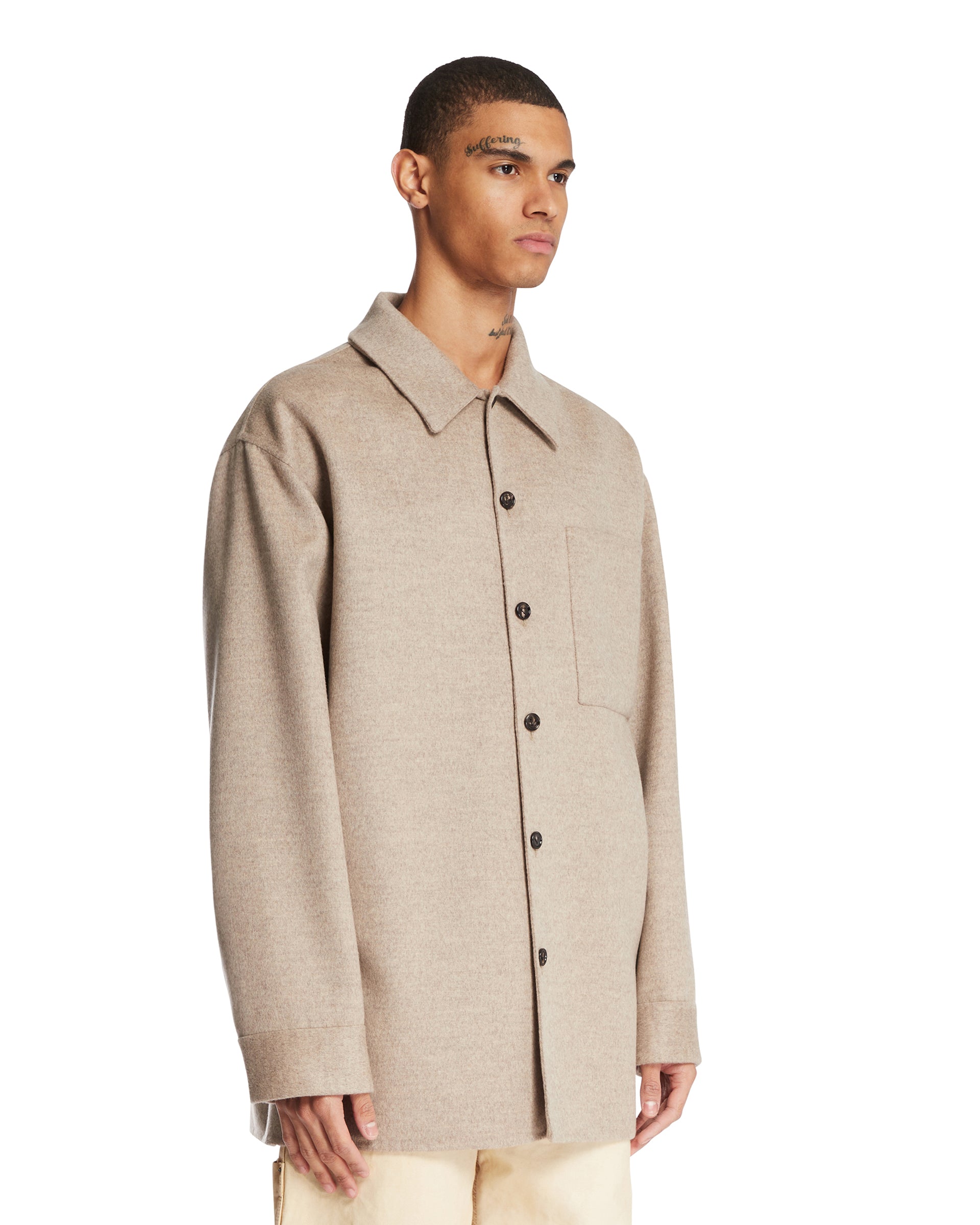 Beige Wool And Cashmere Overshirt Bottega veneta – Гарантія оригінальності – вид ззаду