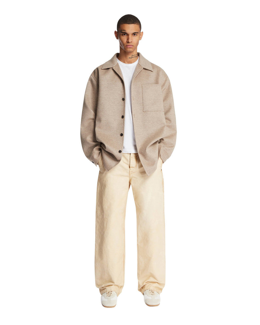 Beige Wool And Cashmere Overshirt Bottega veneta – Гарантія оригінальності – детальний вид