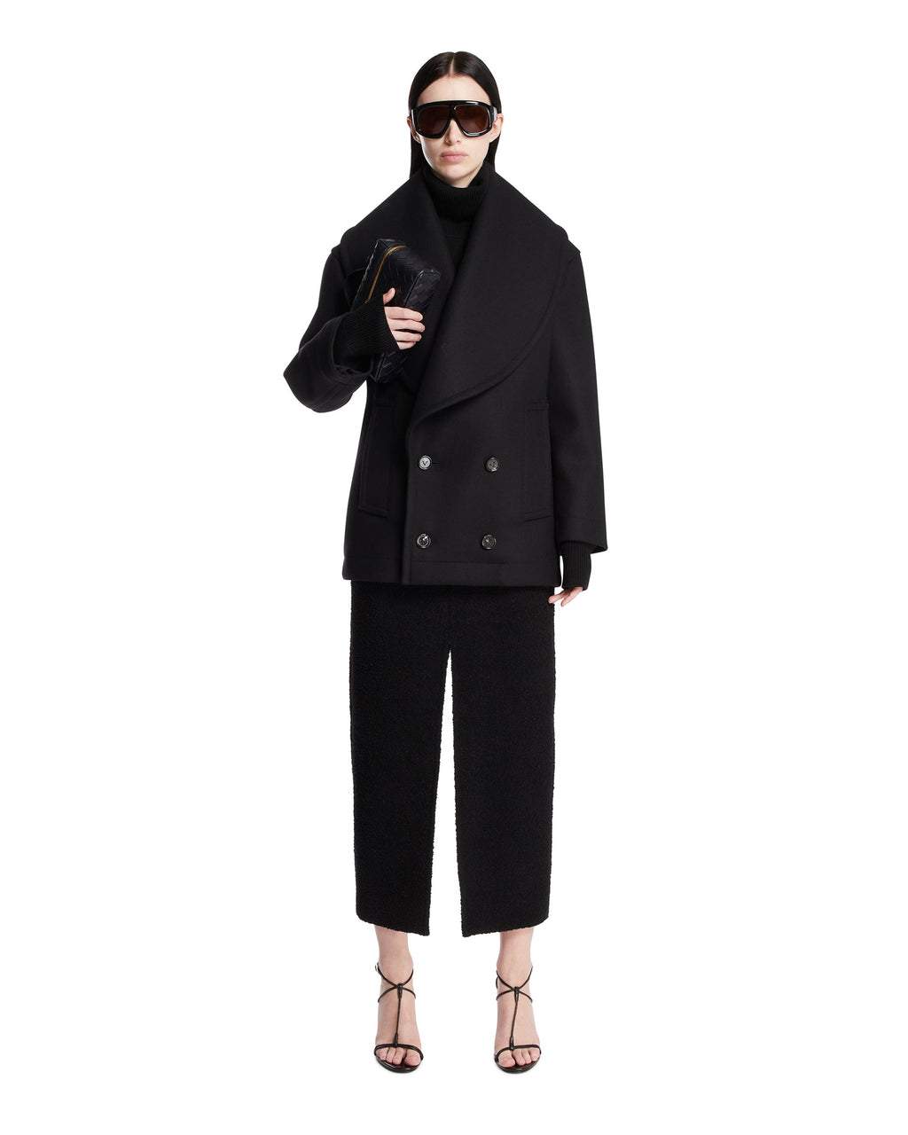 Оригінальна Black Double-Breasted Coat Bottega veneta – детальний вид