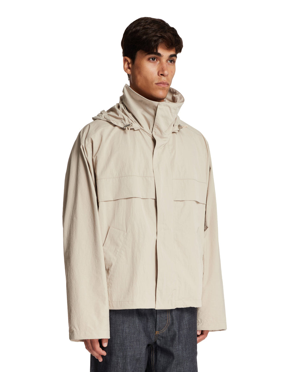 Beige Technical Nylon Jacket Bottega veneta – Гарантія оригінальності – вид ззаду