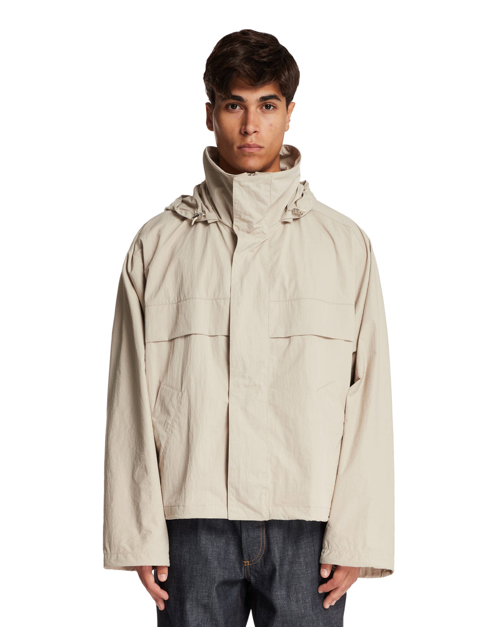 Beige Technical Nylon Jacket Bottega veneta – Гарантія оригінальності – боковий вид