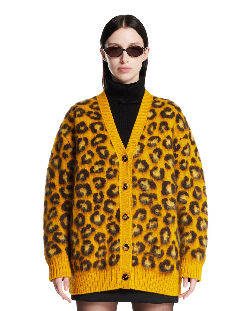 Yellow Animal Print Cardigan Bottega veneta – Гарантія оригінальності – боковий вид