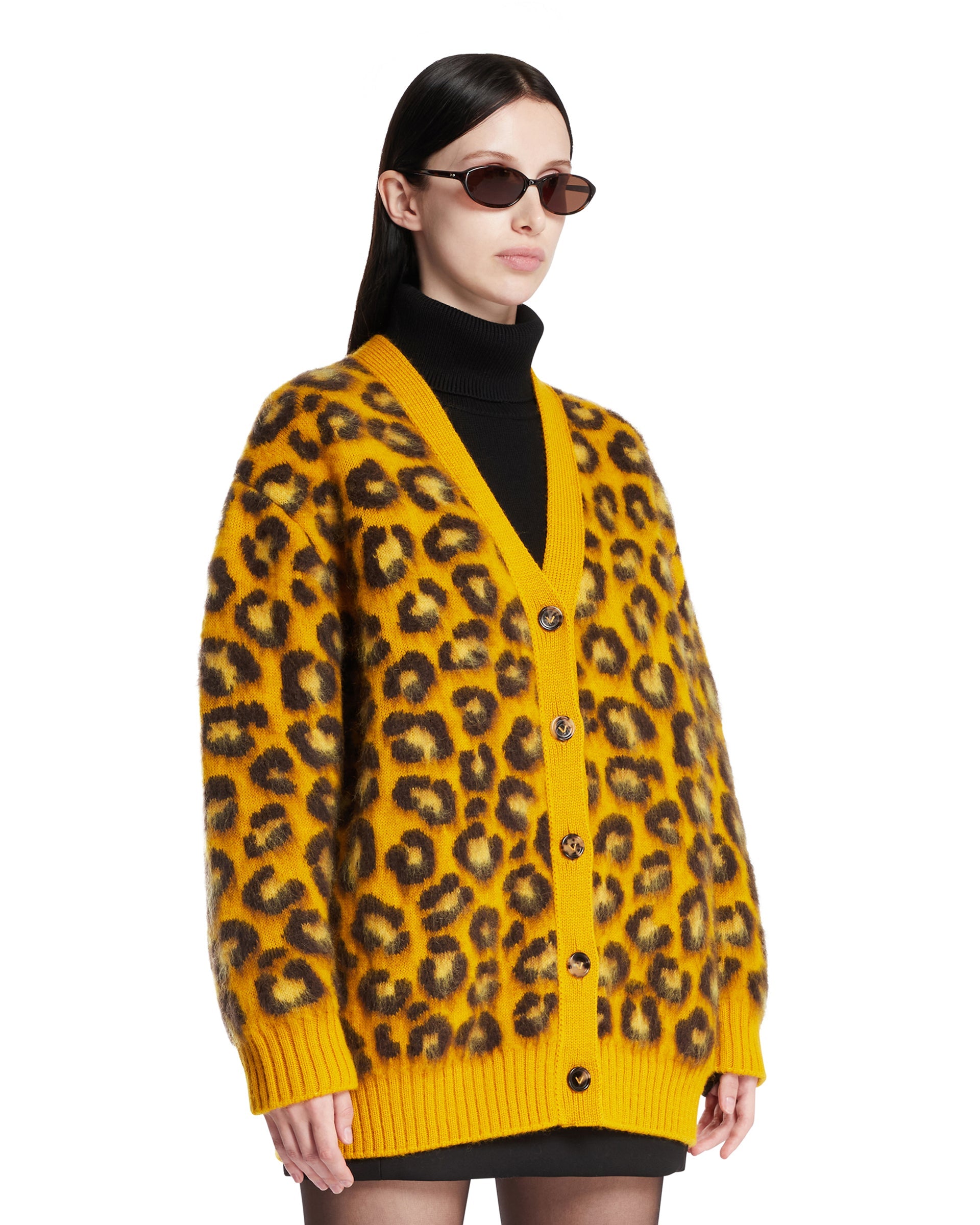 Yellow Animal Print Cardigan Bottega veneta – Гарантія оригінальності – вид ззаду