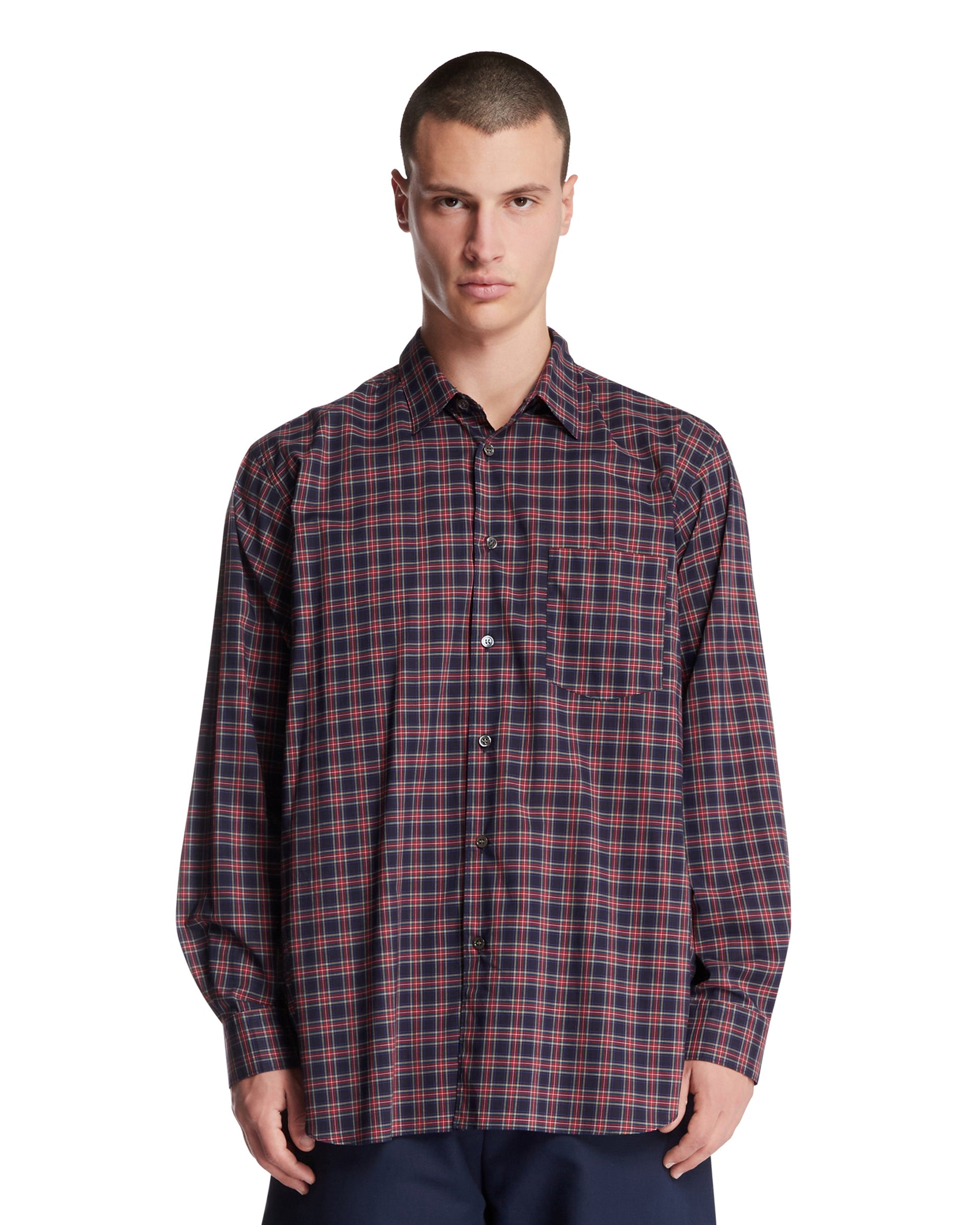Red Cotton Checkered Shirt Comme des garcons оригінал – Купити в Україні – боковий вид
