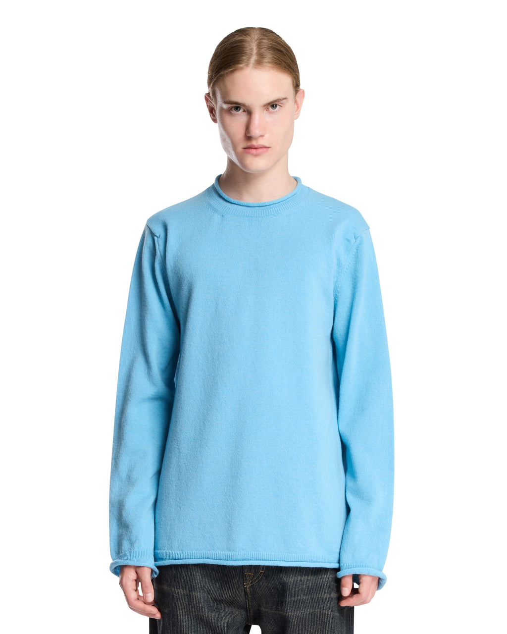 Light Blue Wool Sweater Comme des garcons – Гарантія оригінальності – боковий вид