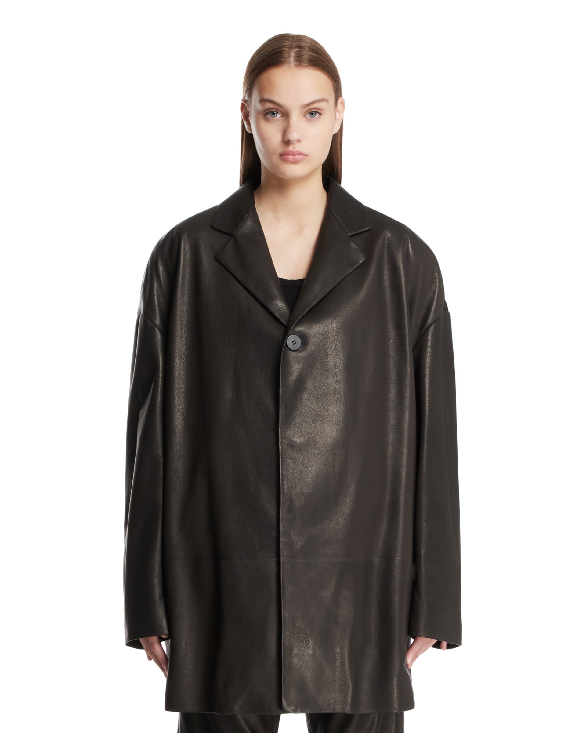 Black Oversized Leather Jacket - FEAR OF GOD