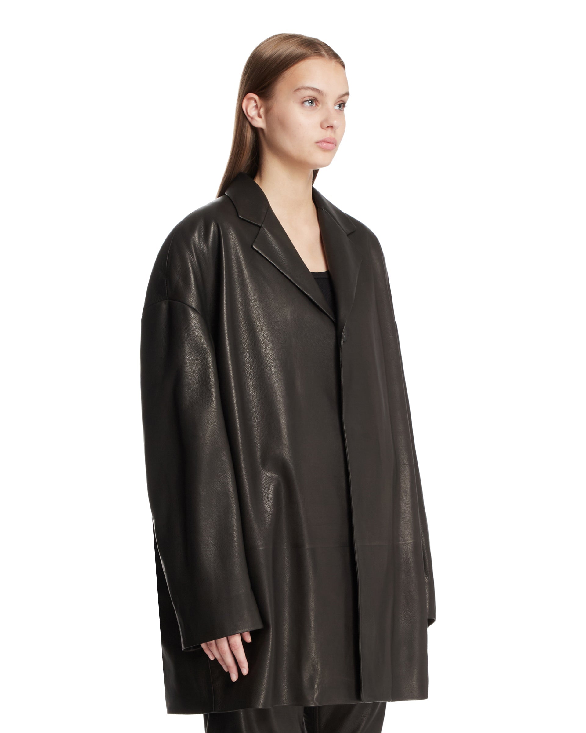 Black Oversized Leather Jacket - FEAR OF GOD