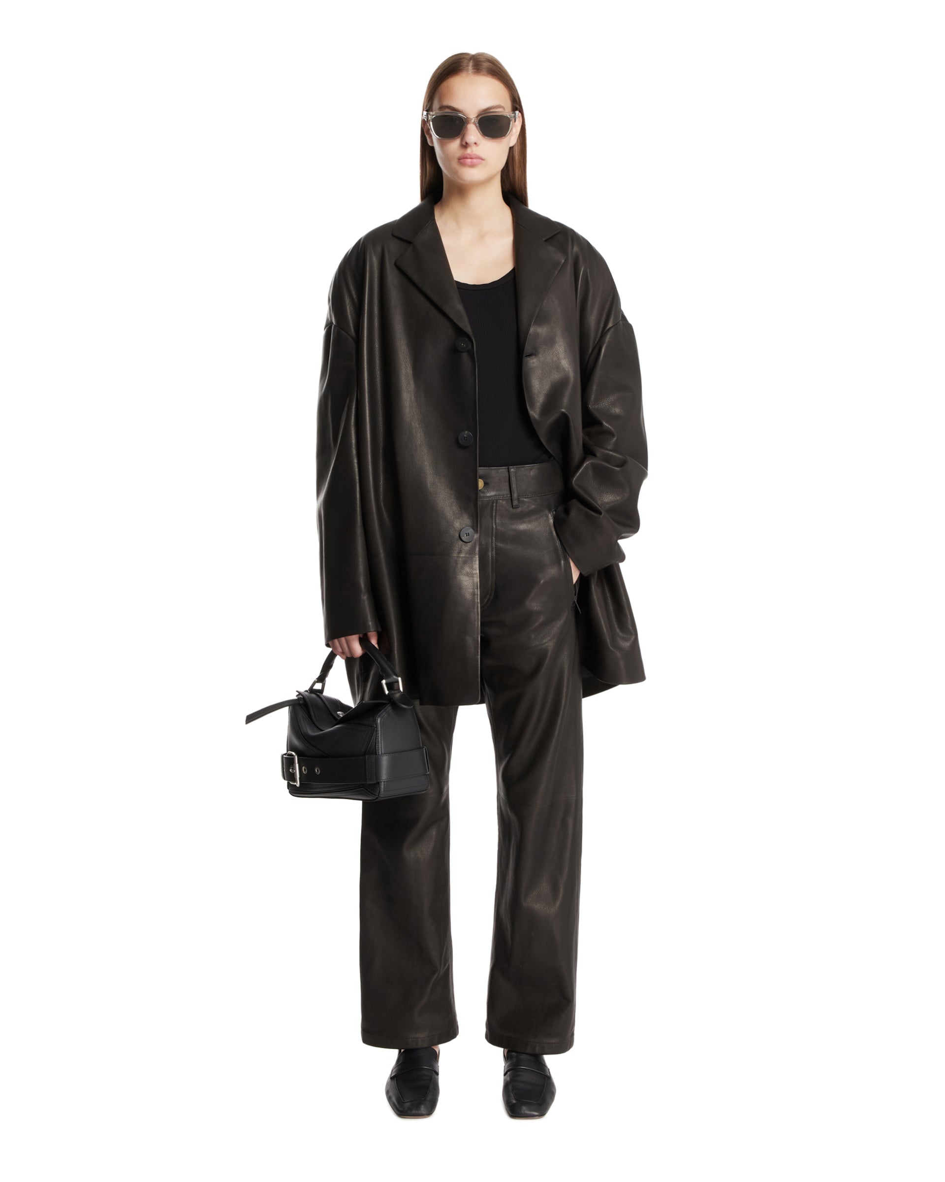 Black Oversized Leather Jacket - FEAR OF GOD
