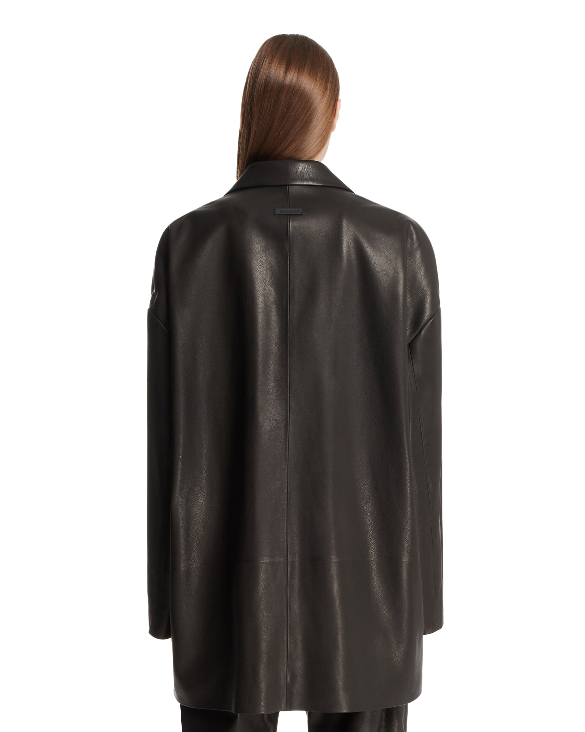 Black Oversized Leather Jacket - FEAR OF GOD