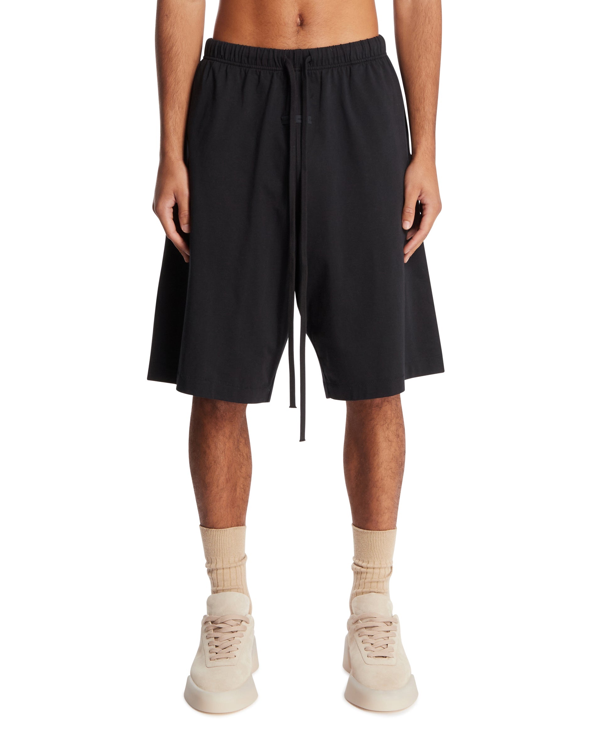 Black Relaxed Cotton Shorts Fear of god – Гарантія оригінальності – боковий вид - FEAR OF GOD