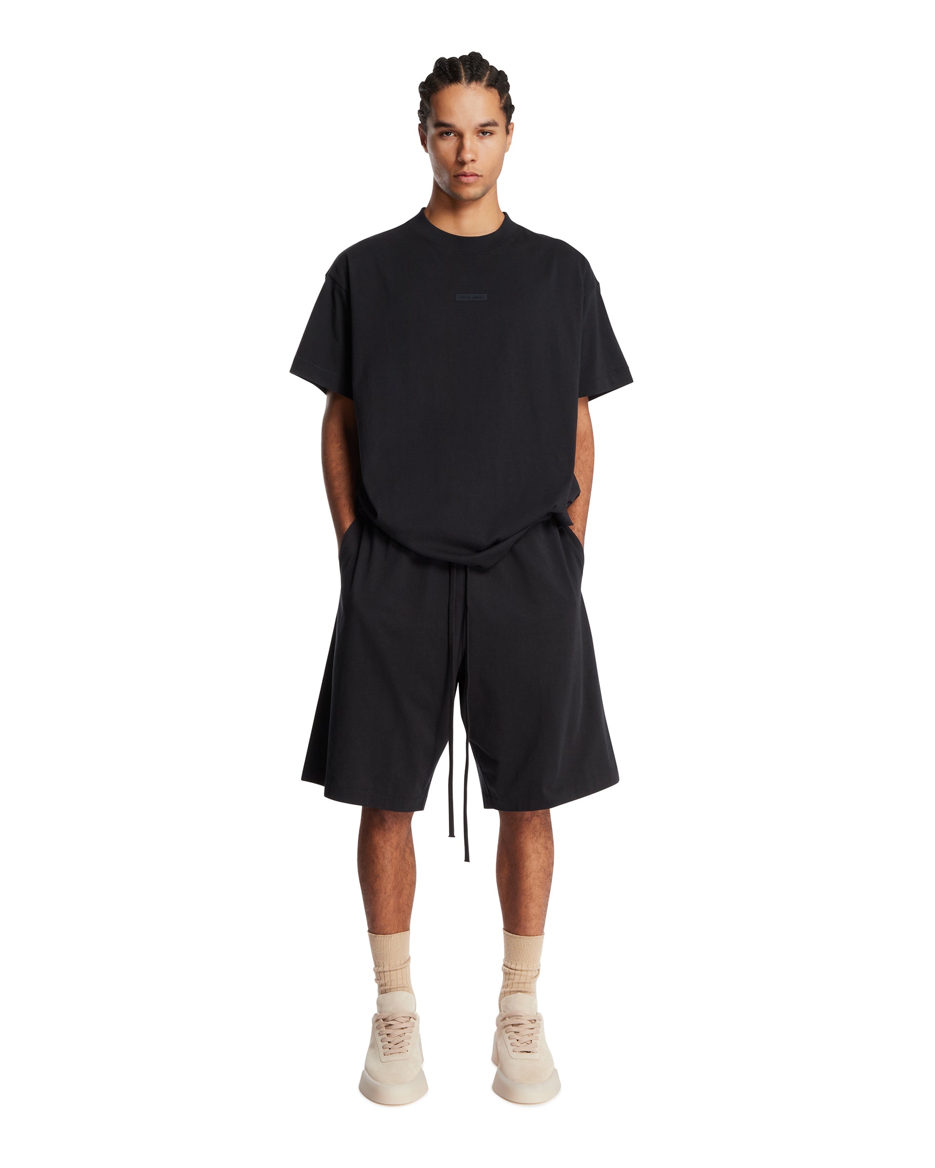 Black Relaxed Cotton Shorts Fear of god – Гарантія оригінальності – детальний вид - FEAR OF GOD