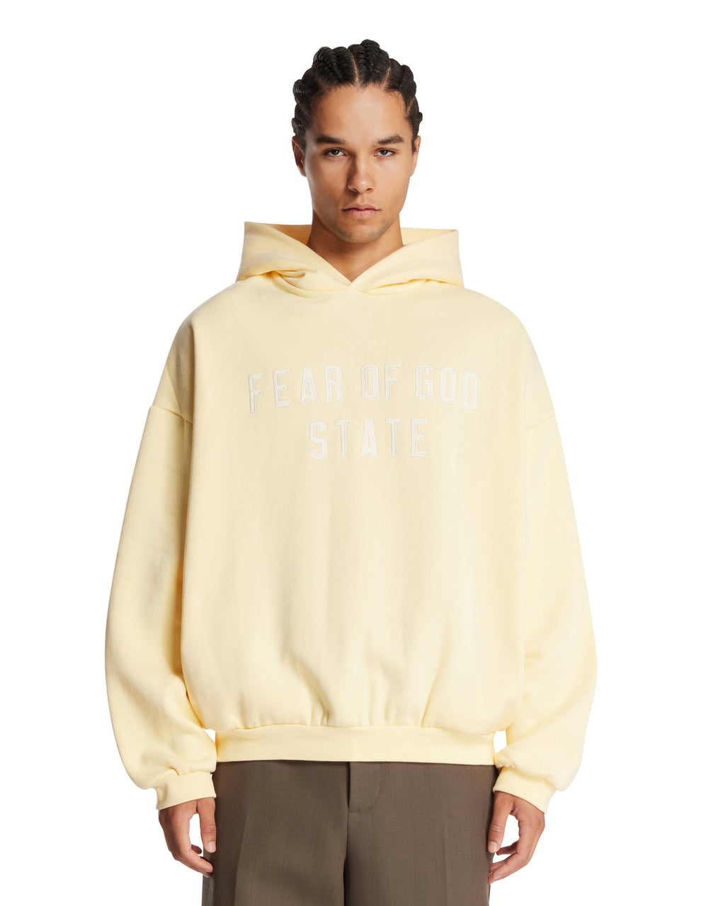 Yellow 90s Hoodie Fear of god – Гарантія оригінальності – боковий вид