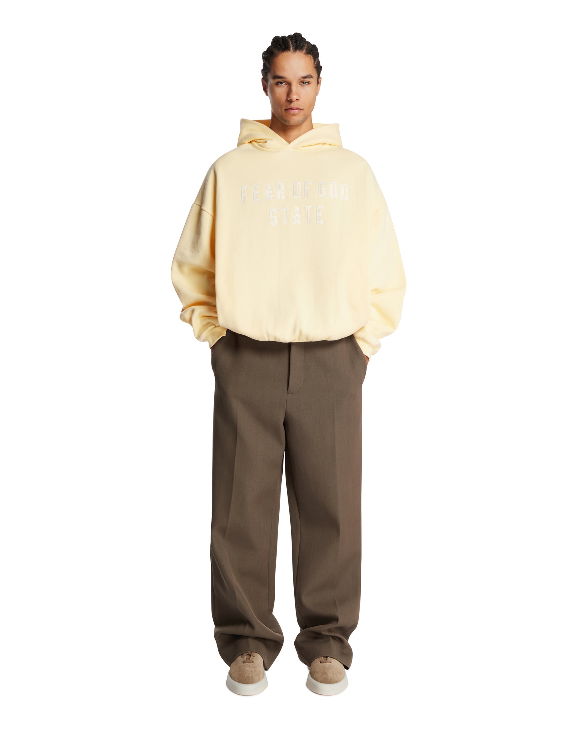 Yellow 90s Hoodie Fear of god – Гарантія оригінальності – детальний вид - FEAR OF GOD