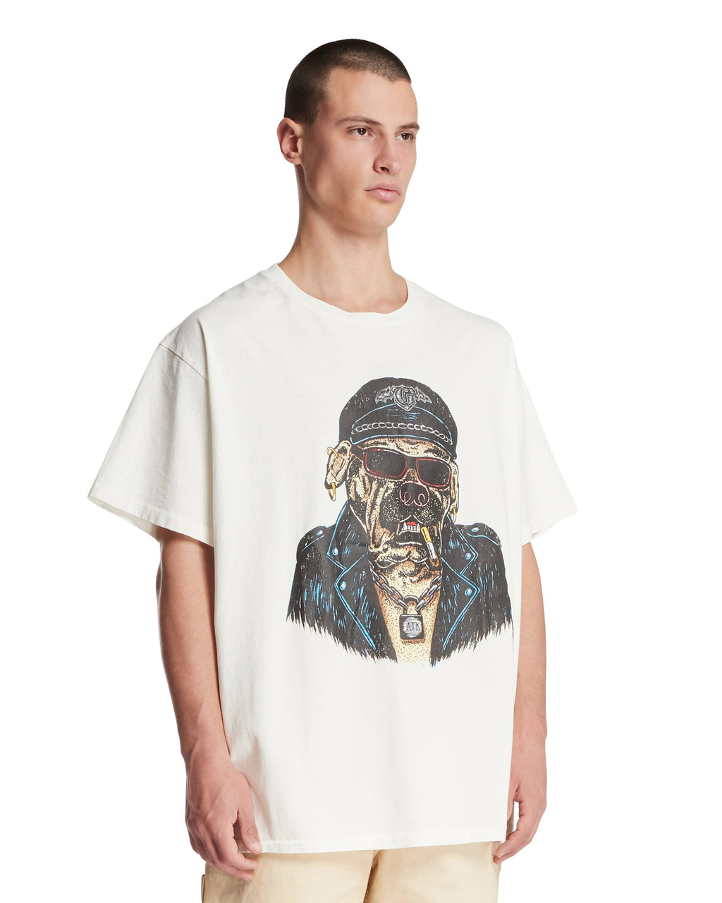 Оригінальна White Oct Biker Dog T-Shirt Gallery department – вид ззаду