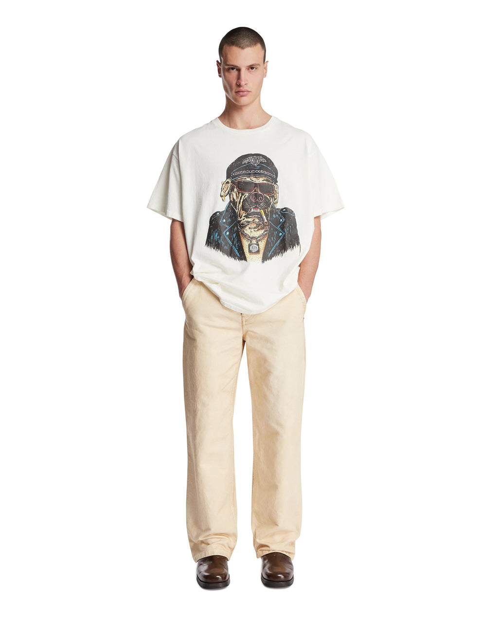Оригінальна White Oct Biker Dog T-Shirt Gallery department – детальний вид