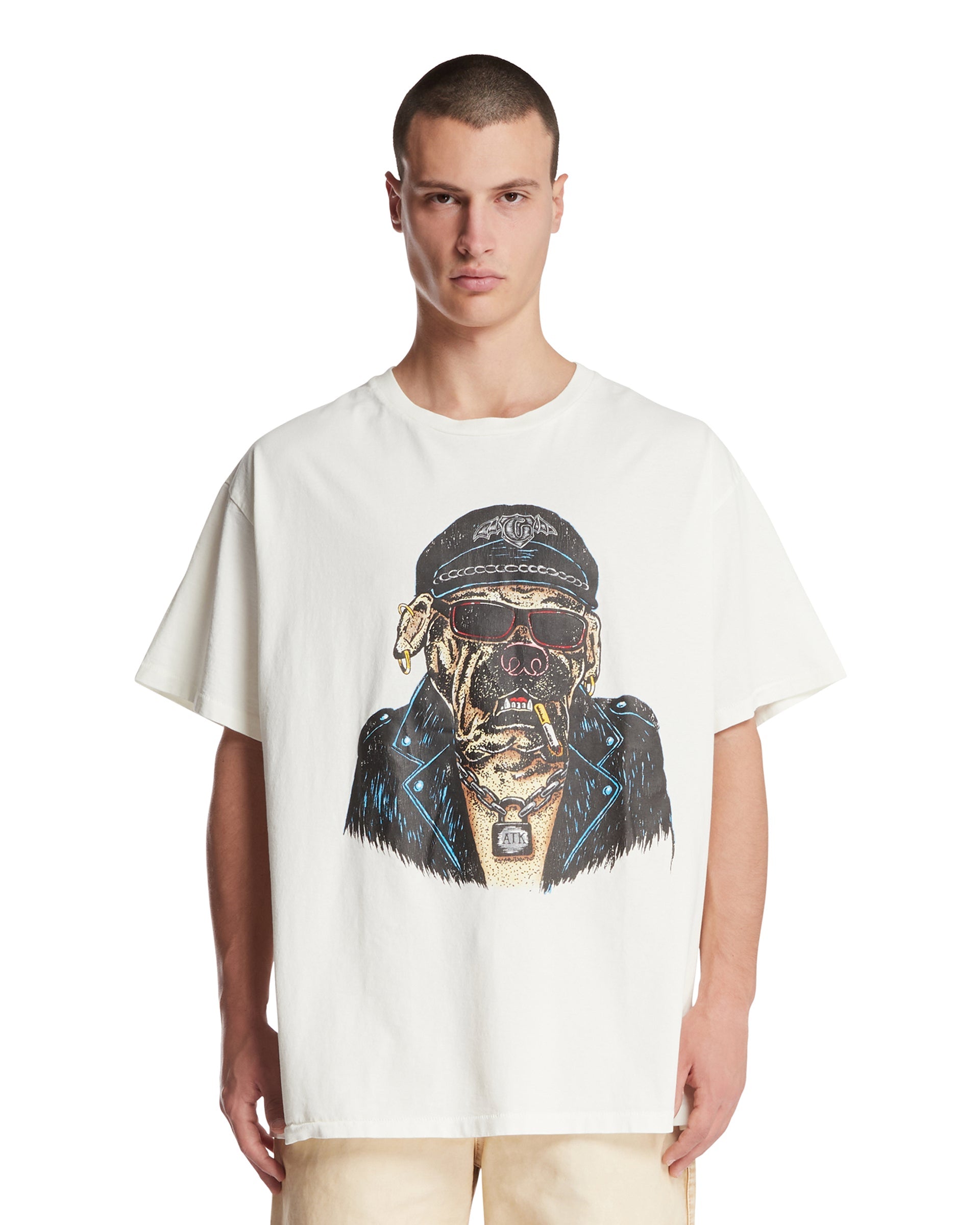 Оригінальна White Oct Biker Dog T-Shirt Gallery department – боковий вид