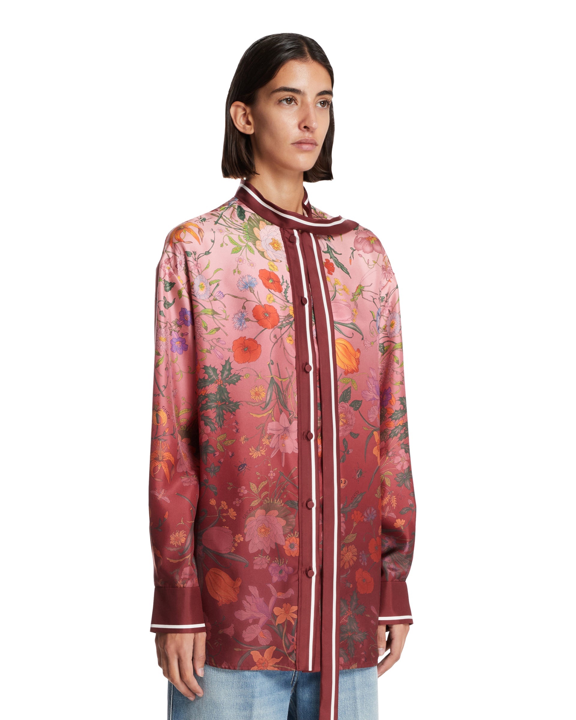 Pink Printed Silk Shirt - GUCCI