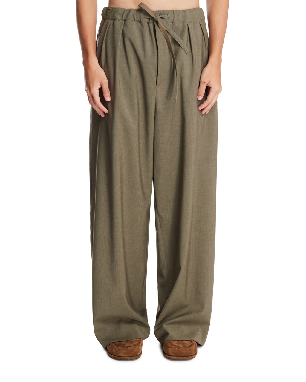 Оригінальна Green Wool Drawstring Trousers Loewe – боковий вид