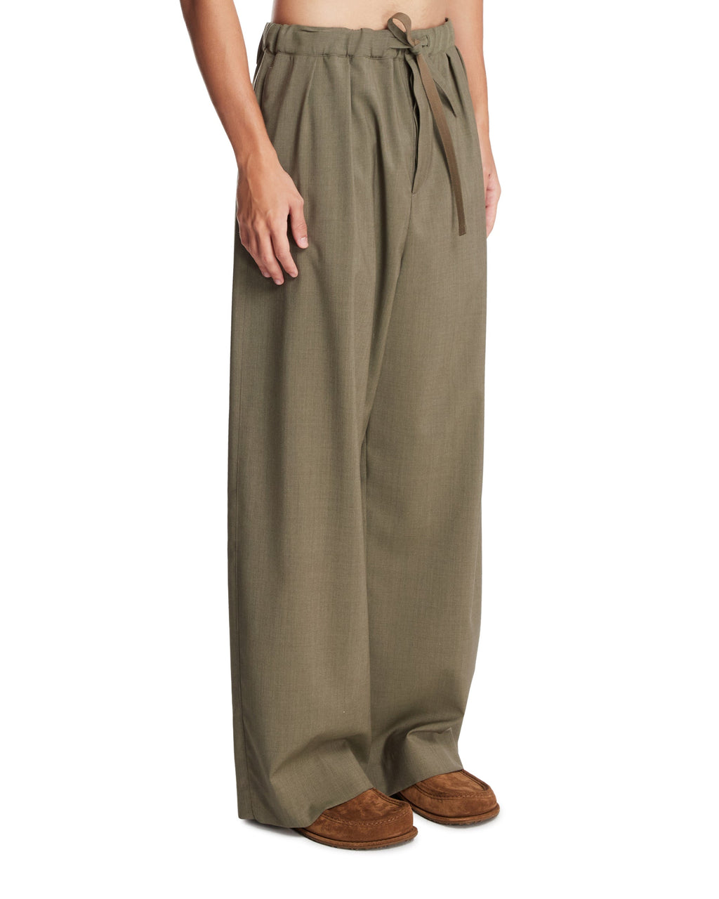 Оригінальна Green Wool Drawstring Trousers Loewe – вид ззаду