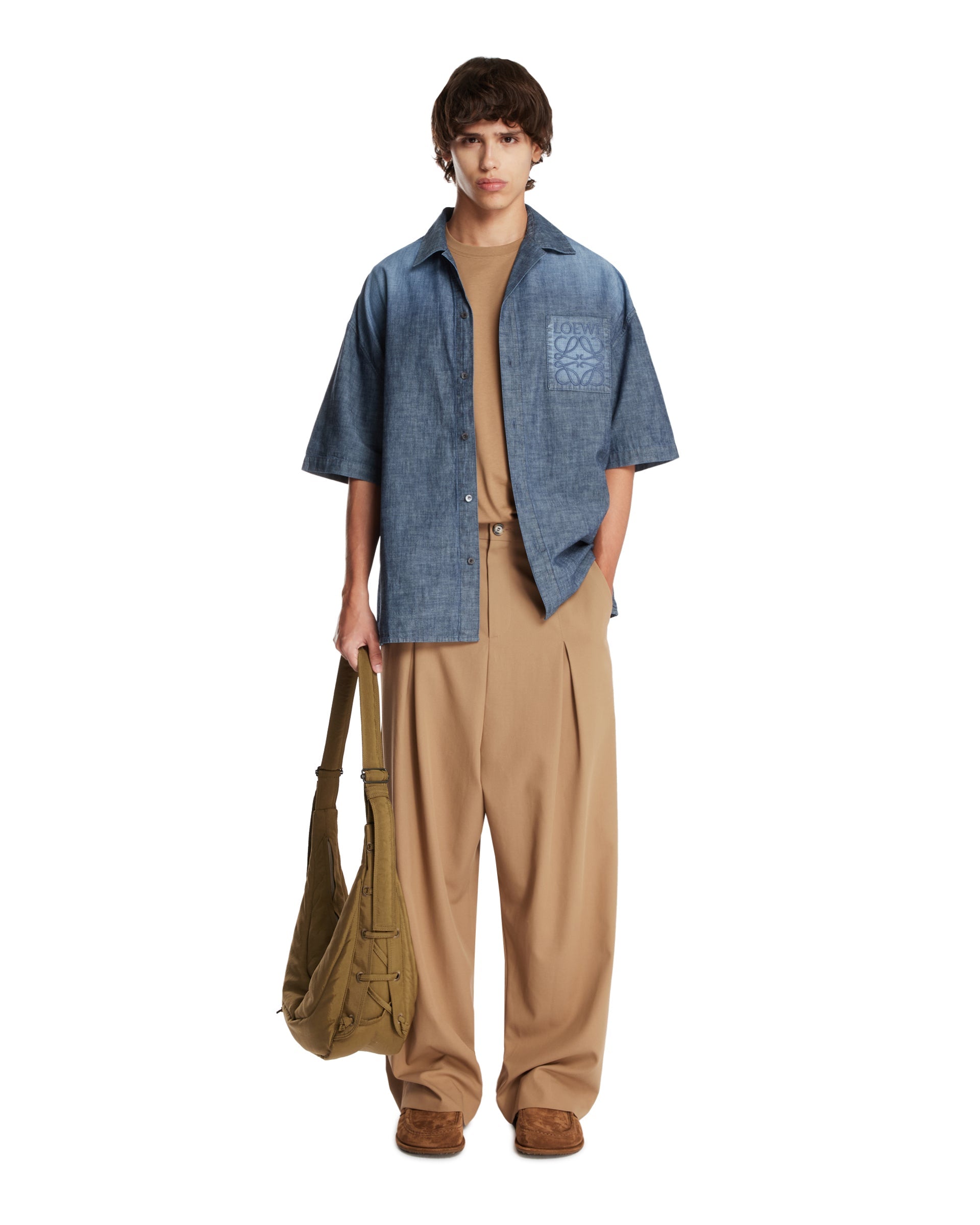 Beige Cotton Wide-Leg Pants Loewe – Гарантія оригінальності – детальний вид