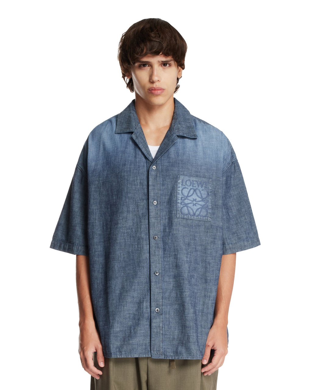 Blue Short-Sleeve Cotton Shirt Loewe оригінал – Купити в Україні – боковий вид