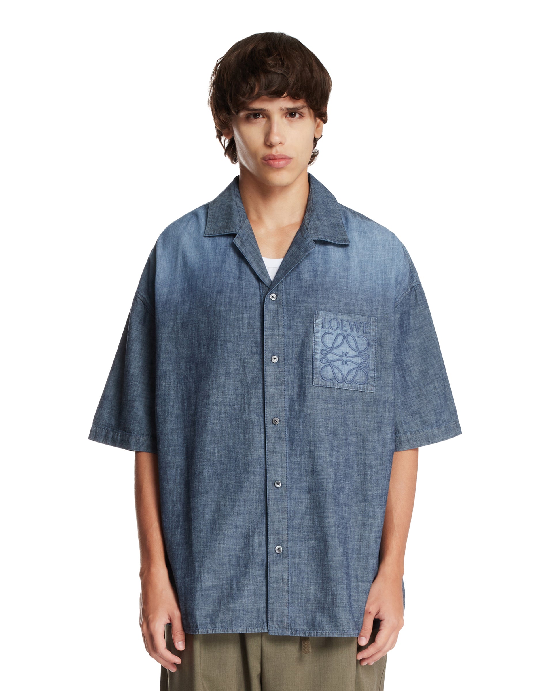 Blue Short-Sleeve Cotton Shirt Loewe оригінал – Купити в Україні – боковий вид