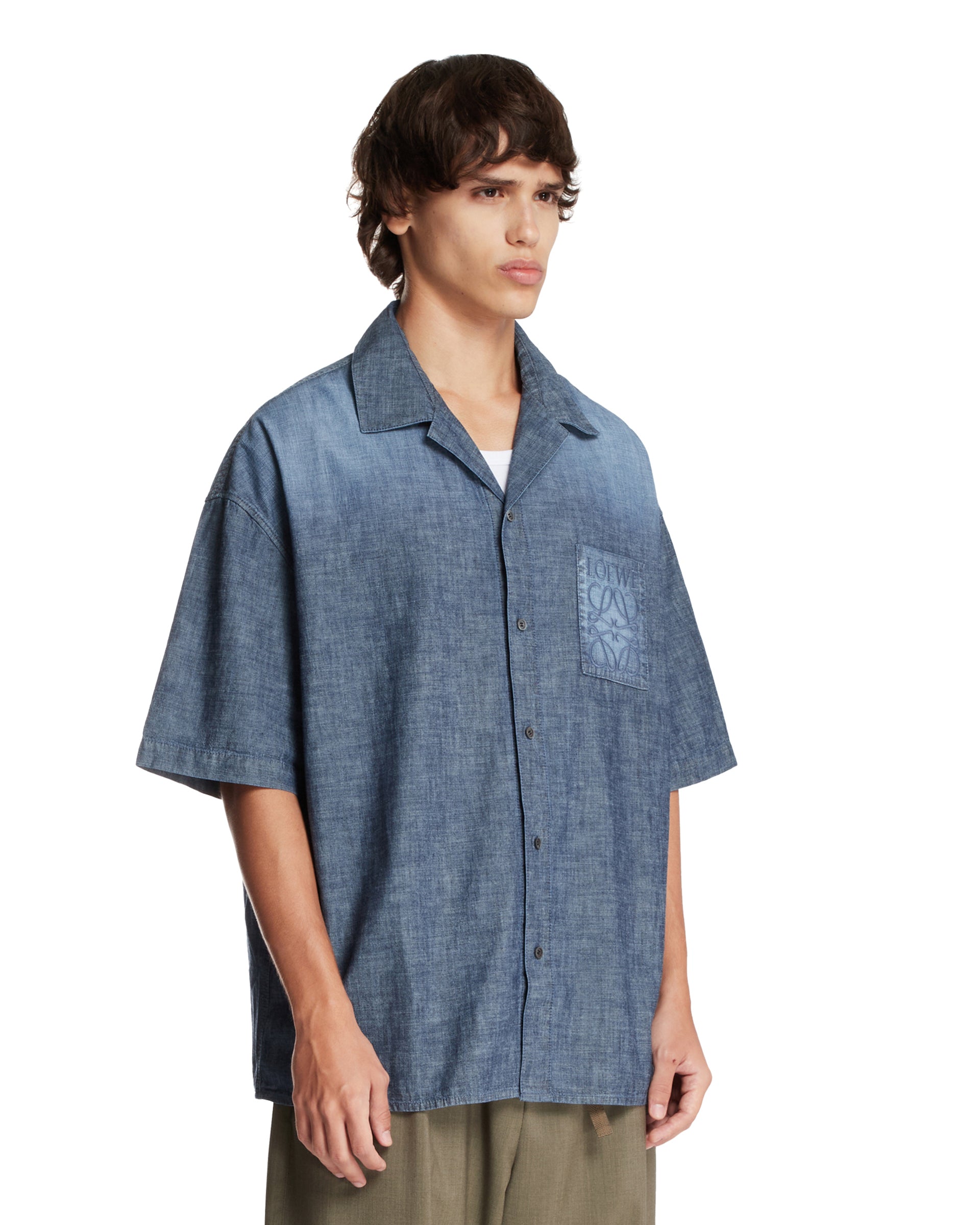Blue Short-Sleeve Cotton Shirt Loewe оригінал – Купити в Україні – вид ззаду