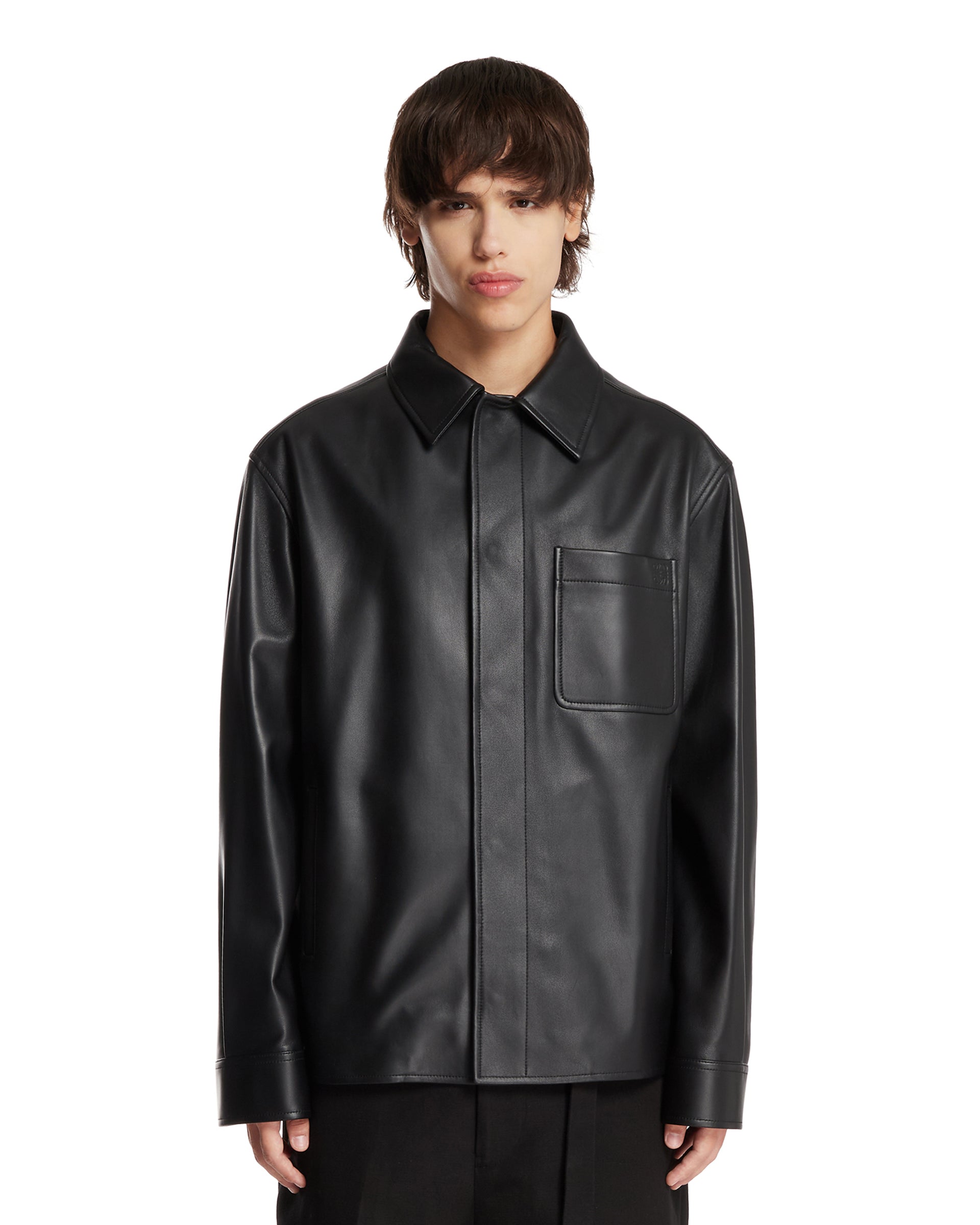 Black Leather Overshirt Loewe – Гарантія оригінальності – боковий вид