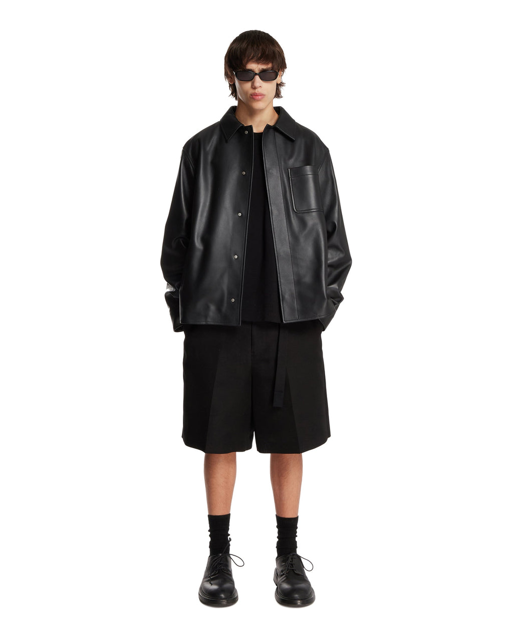 Black Leather Overshirt Loewe – Гарантія оригінальності – детальний вид