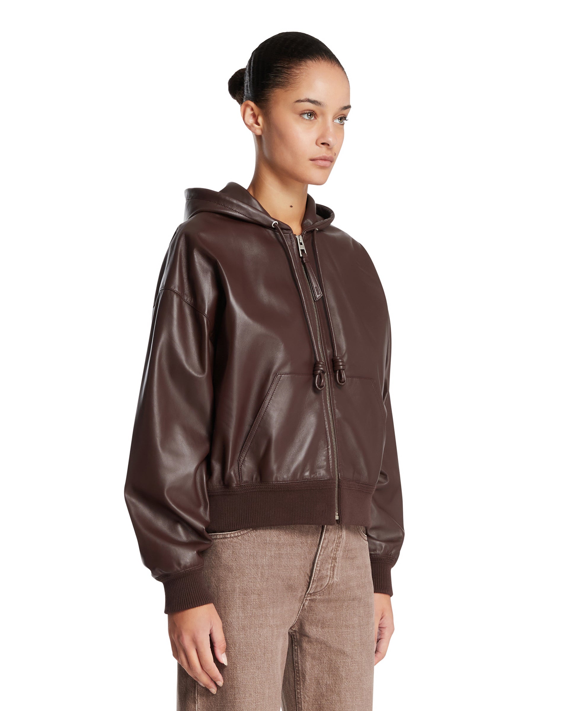 Brown Leather Flamenco Hoodie Loewe – Гарантія оригінальності – вид ззаду