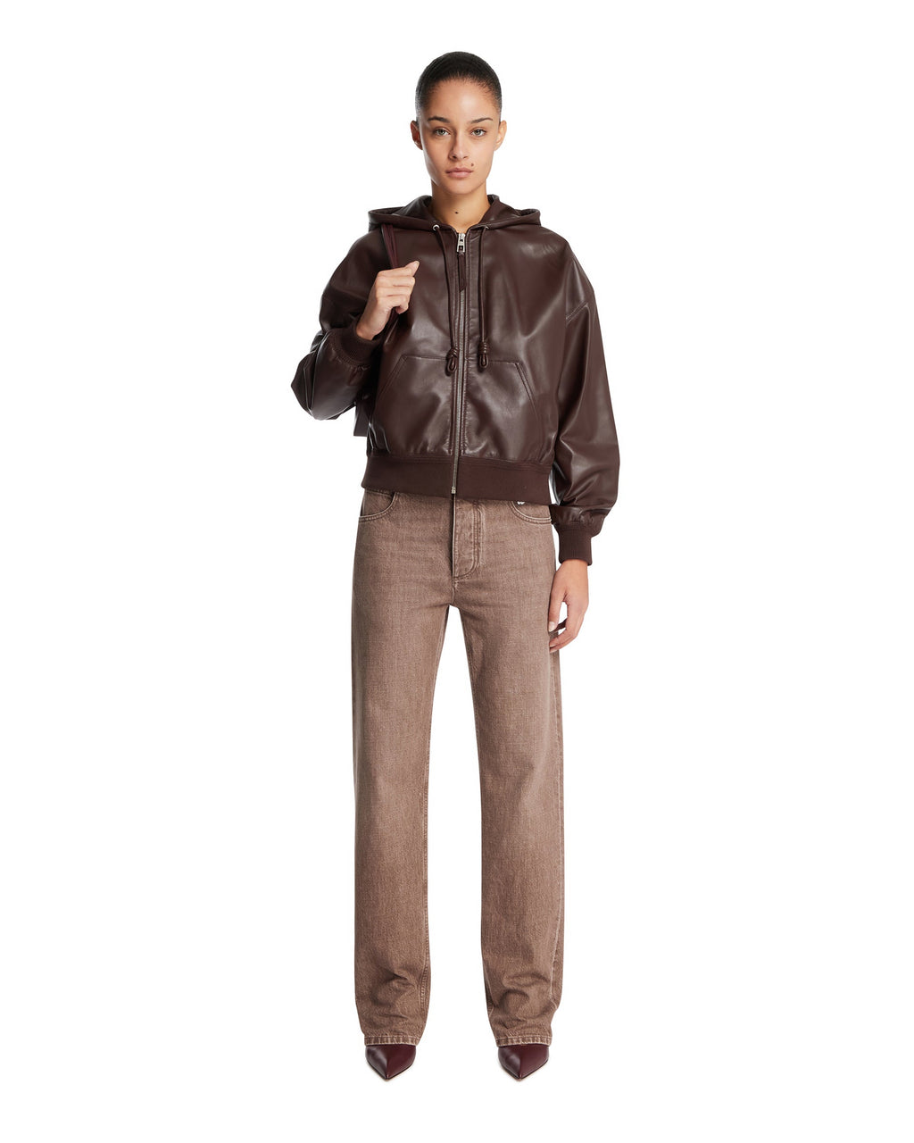 Brown Leather Flamenco Hoodie Loewe – Гарантія оригінальності – детальний вид