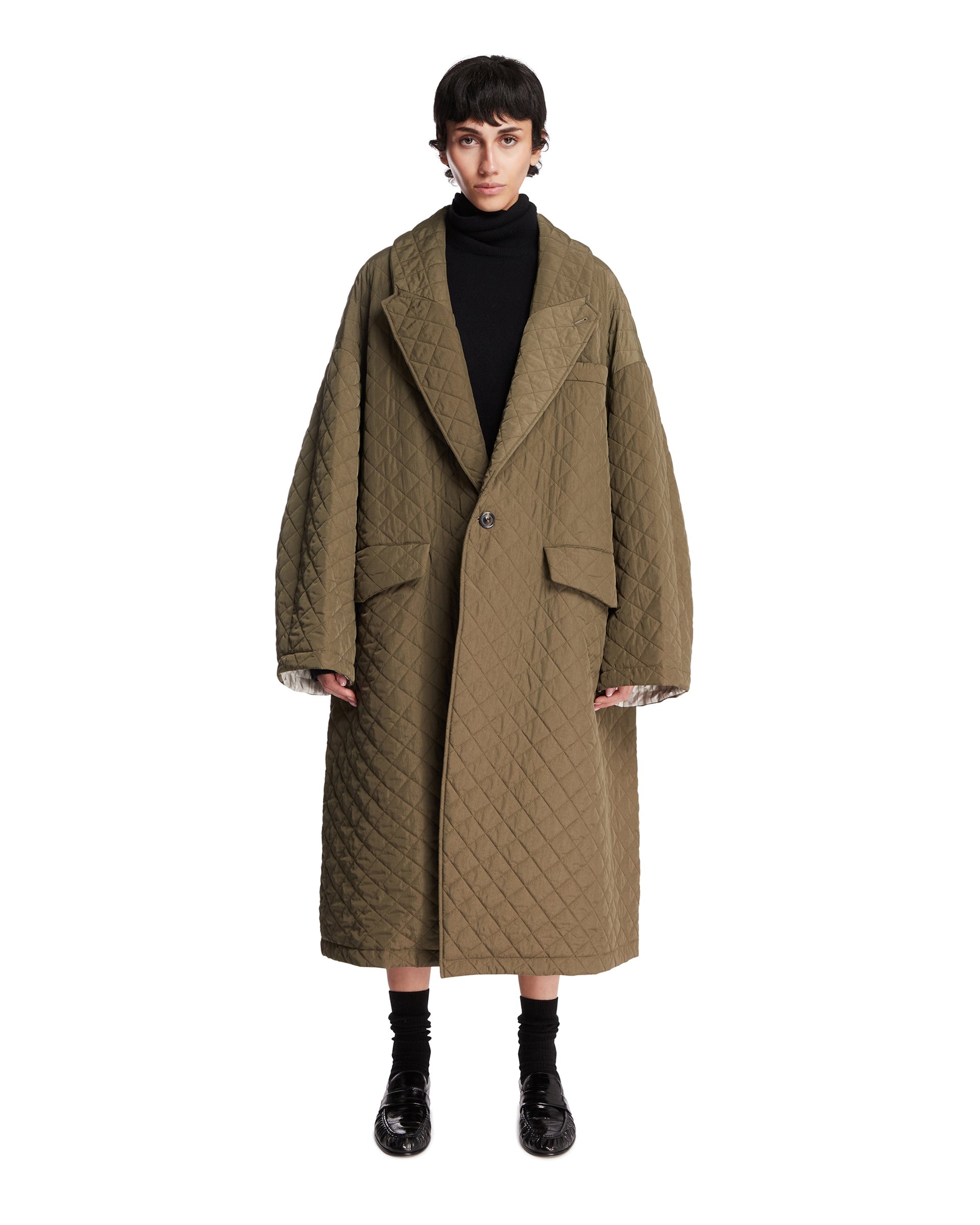 Green Quilted Coat Maison margiela – Гарантія оригінальності – боковий вид