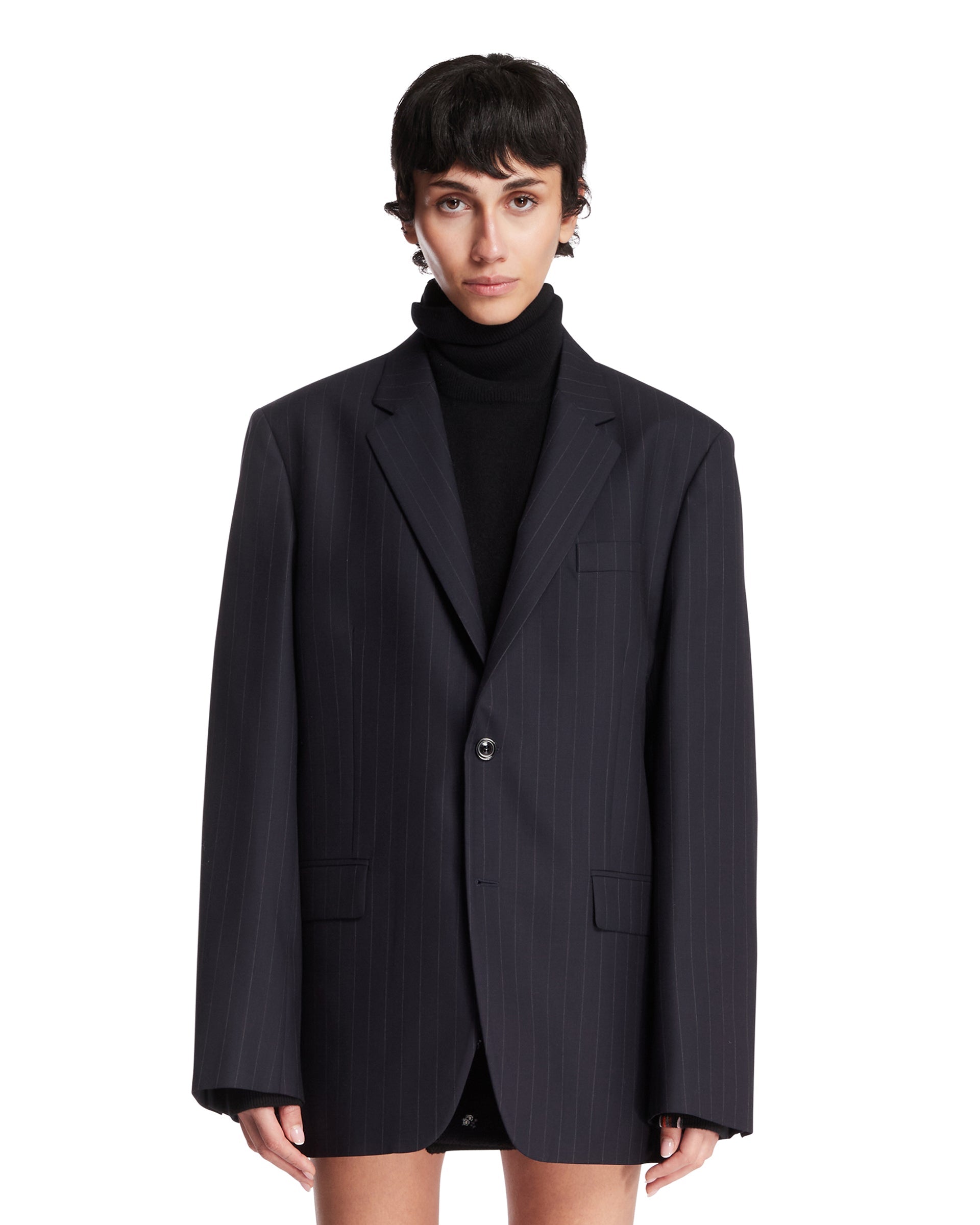 Оригінальна Blue Pinstripe Wool Jacket Maison margiela – боковий вид