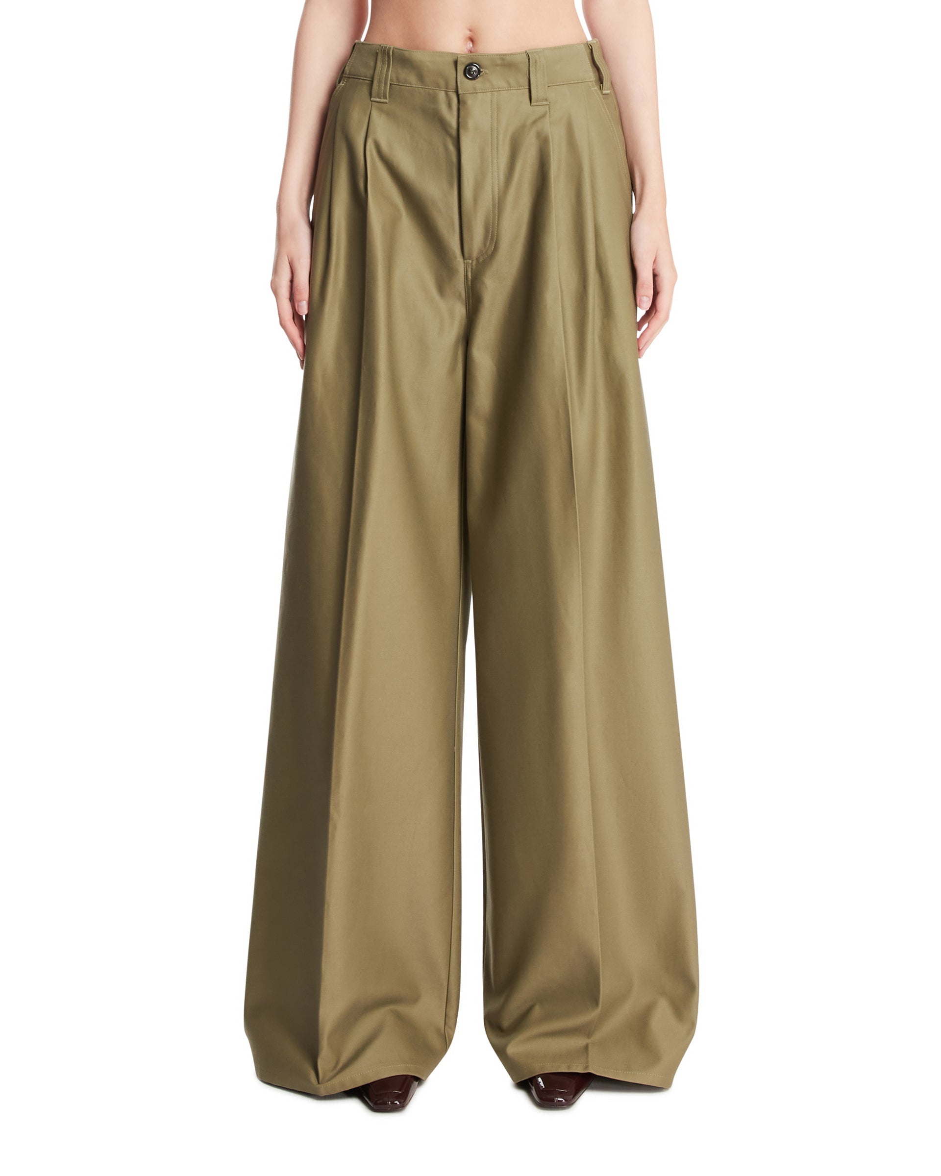 Оригінальна Green Wide-Leg Cotton Pants Maison margiela – боковий вид
