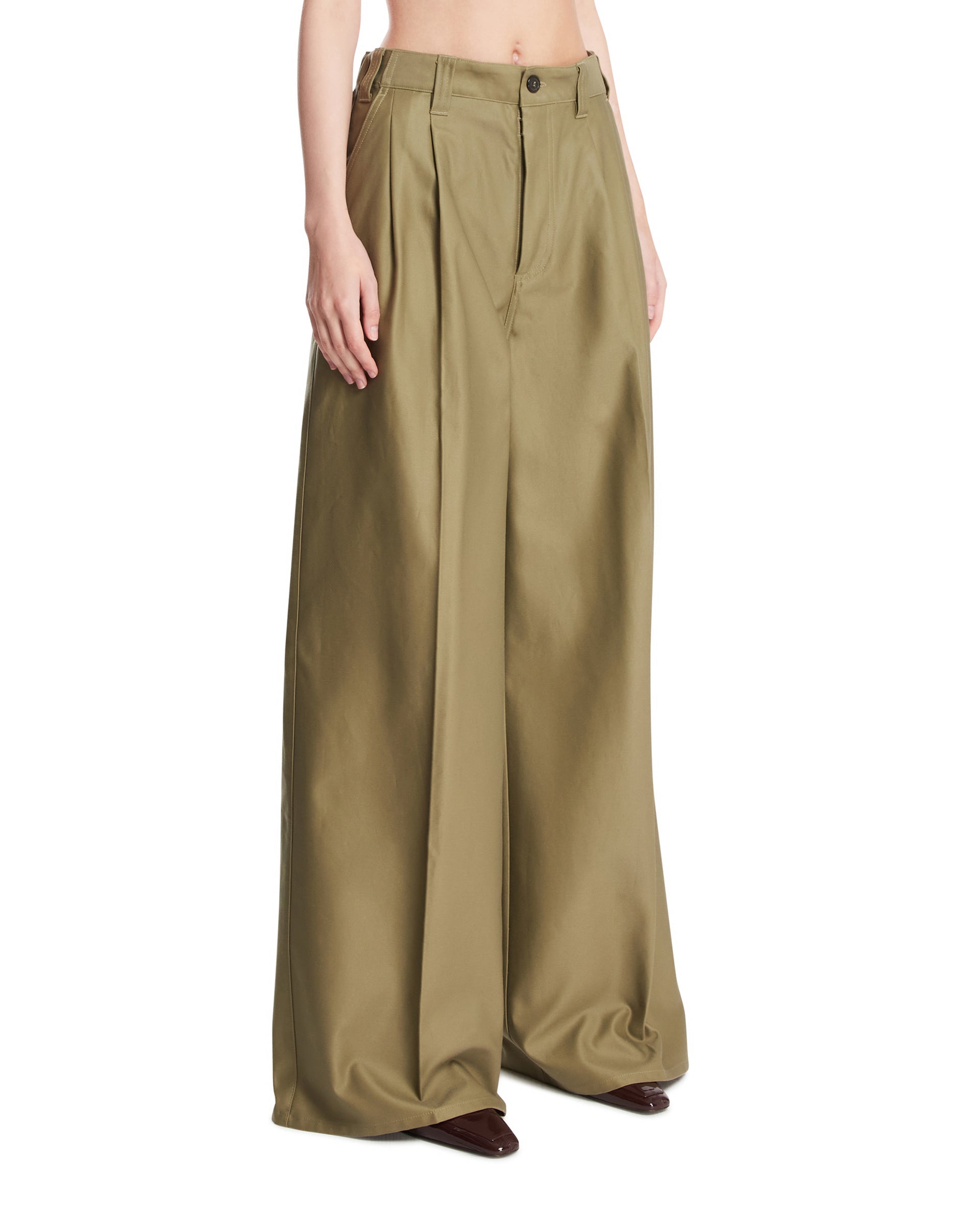 Оригінальна Green Wide-Leg Cotton Pants Maison margiela – вид ззаду