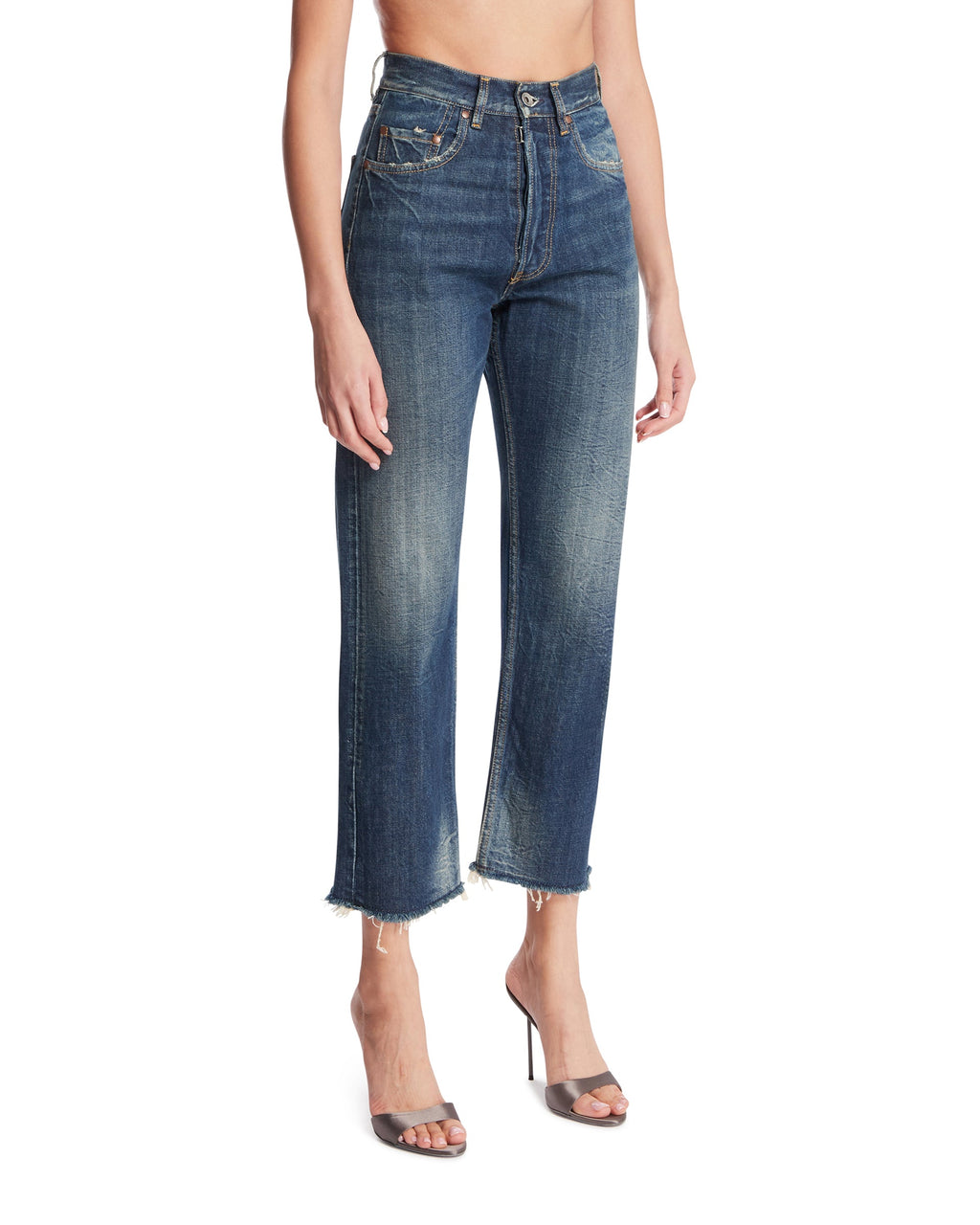 Blue Cotton Cropped Jeans Maison margiela – Гарантія оригінальності – вид ззаду