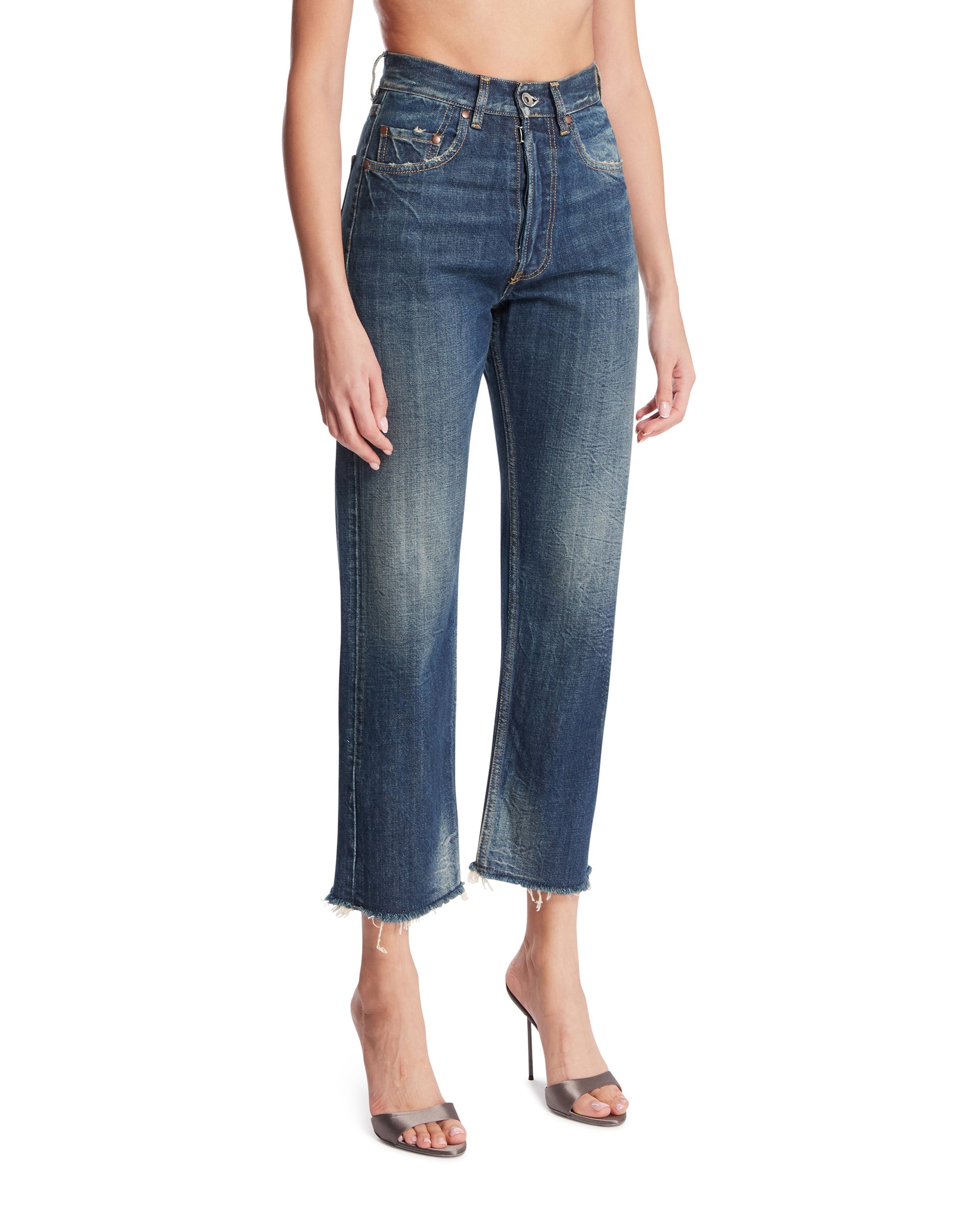 Blue Cotton Cropped Jeans Maison margiela – Гарантія оригінальності – вид ззаду