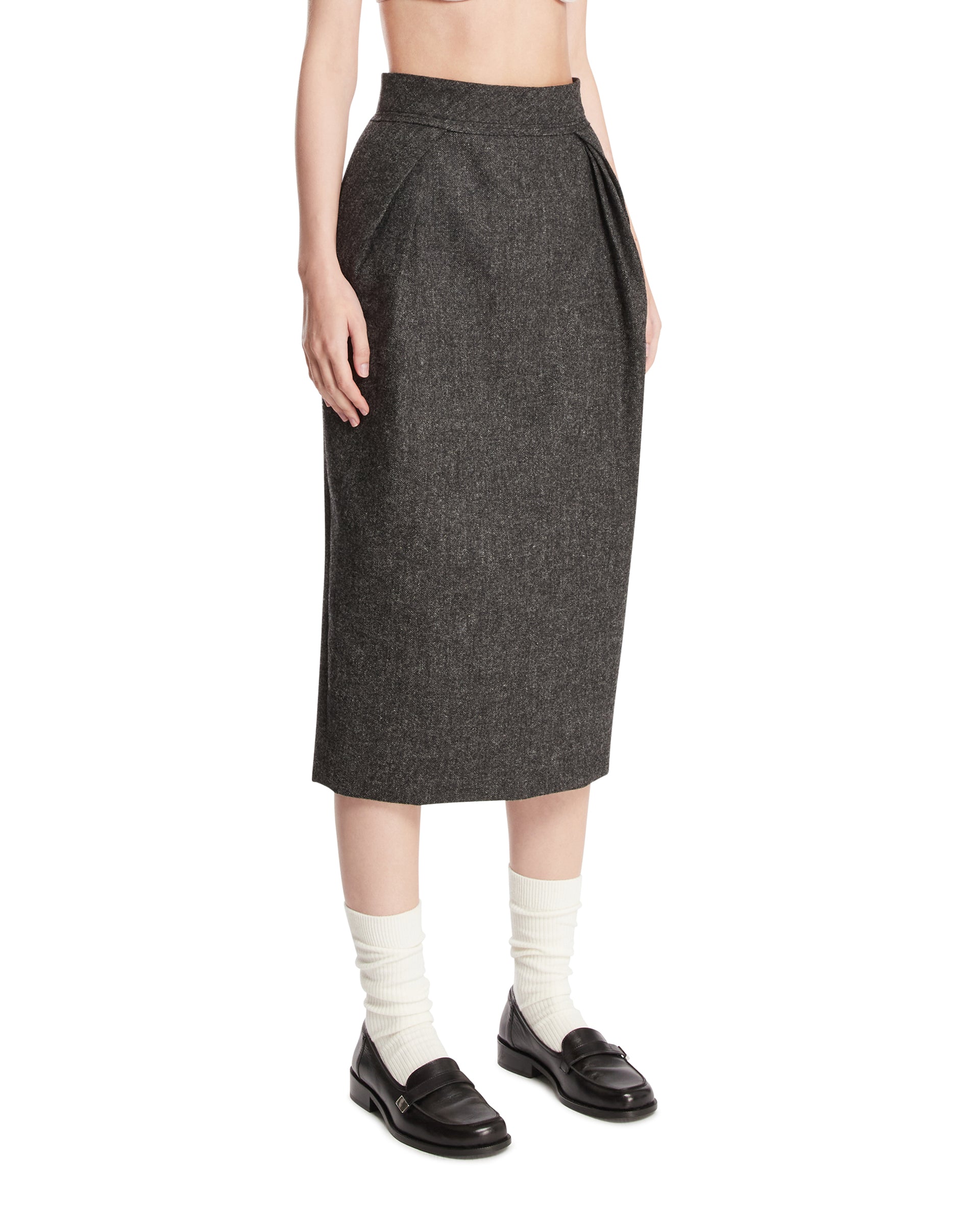 Оригінальна Gray Wool MIDI Skirt Maison margiela – вид ззаду