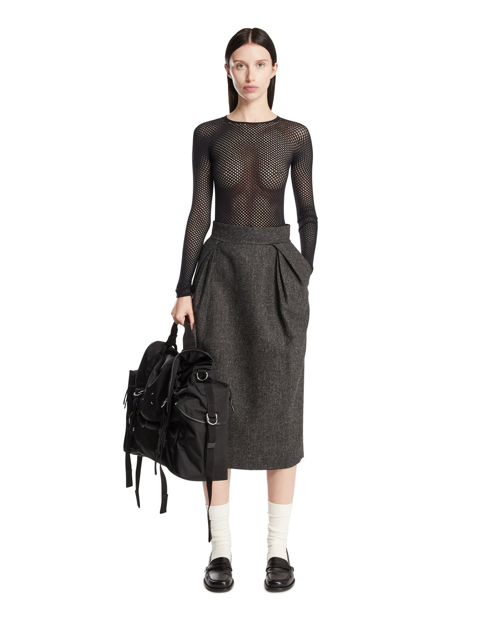 Оригінальна Gray Wool MIDI Skirt Maison margiela – детальний вид