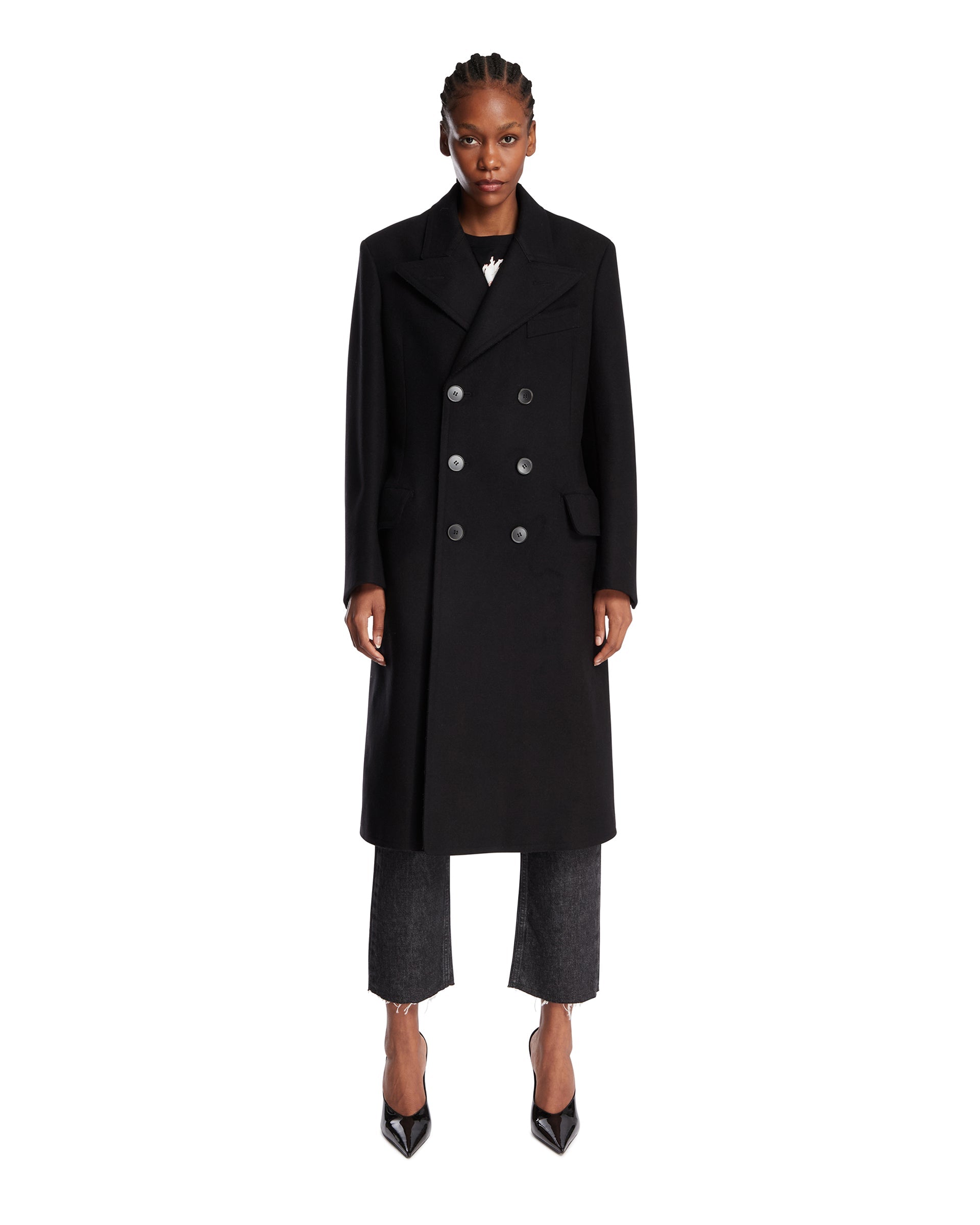 Оригінальна Black Double-Breasted Coat Maison margiela – боковий вид