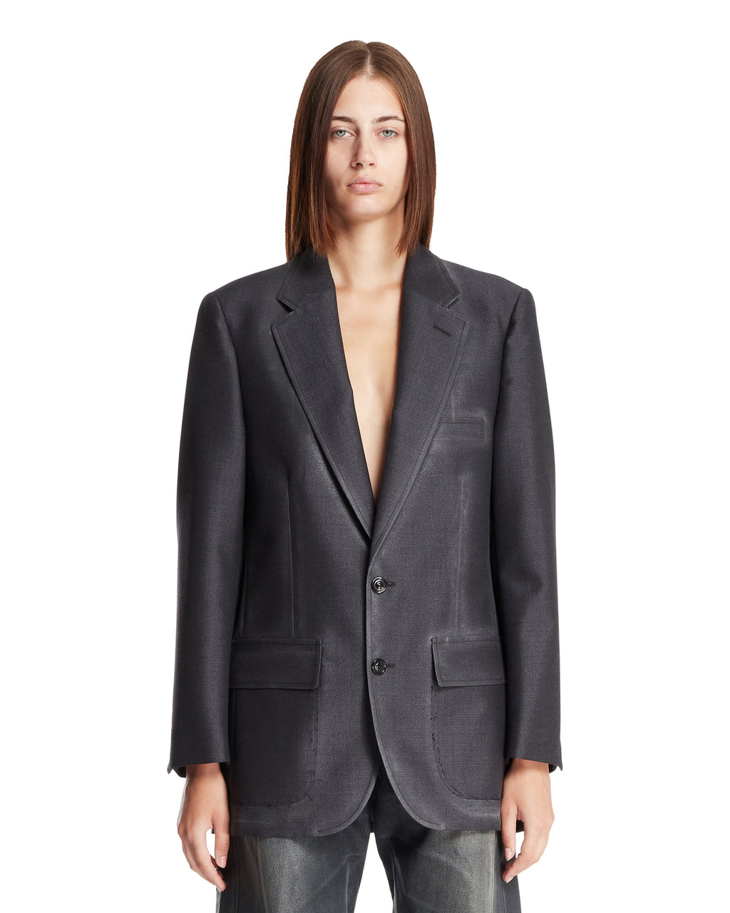 Gray Single-Breasted Blazer Maison margiela – Гарантія оригінальності – боковий вид