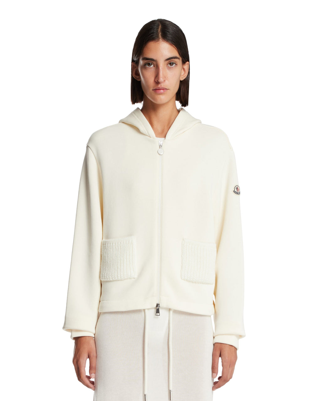 White Zip Hoodie Moncler – Гарантія оригінальності – боковий вид
