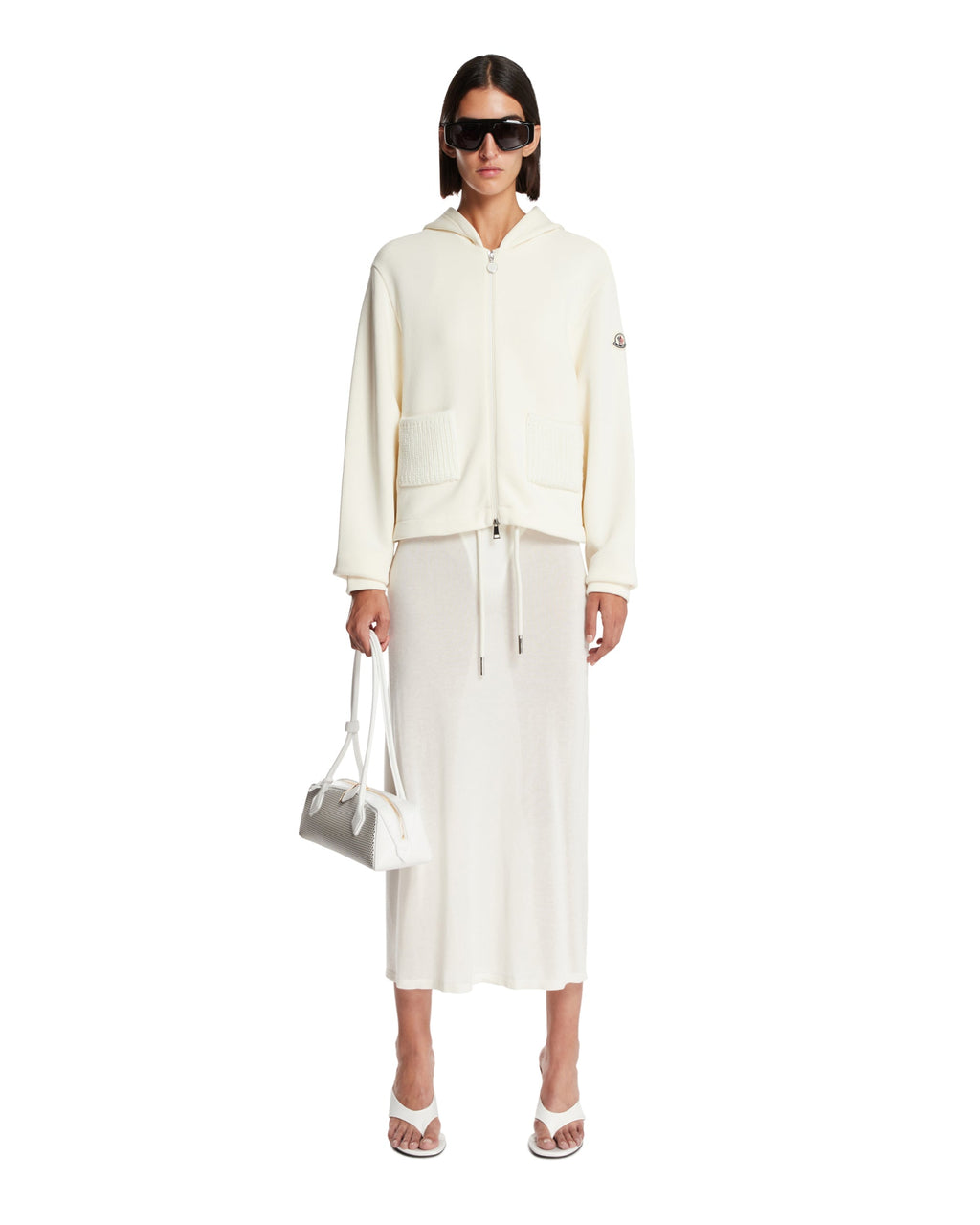 White Zip Hoodie Moncler – Гарантія оригінальності – детальний вид