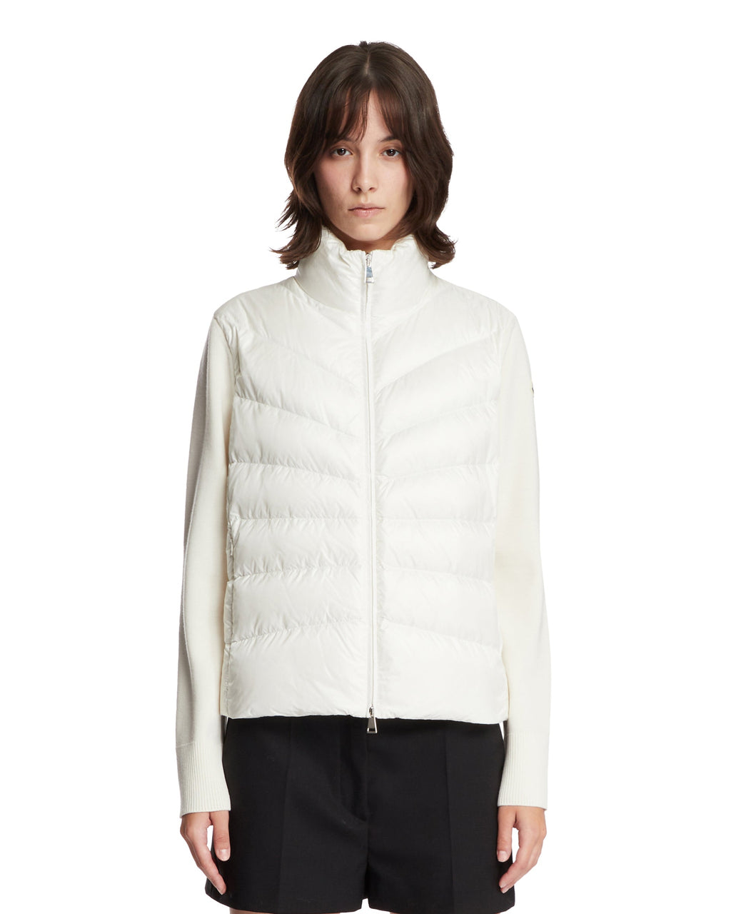 Оригінальна White Padded Wool Zip Cardigan Moncler – боковий вид