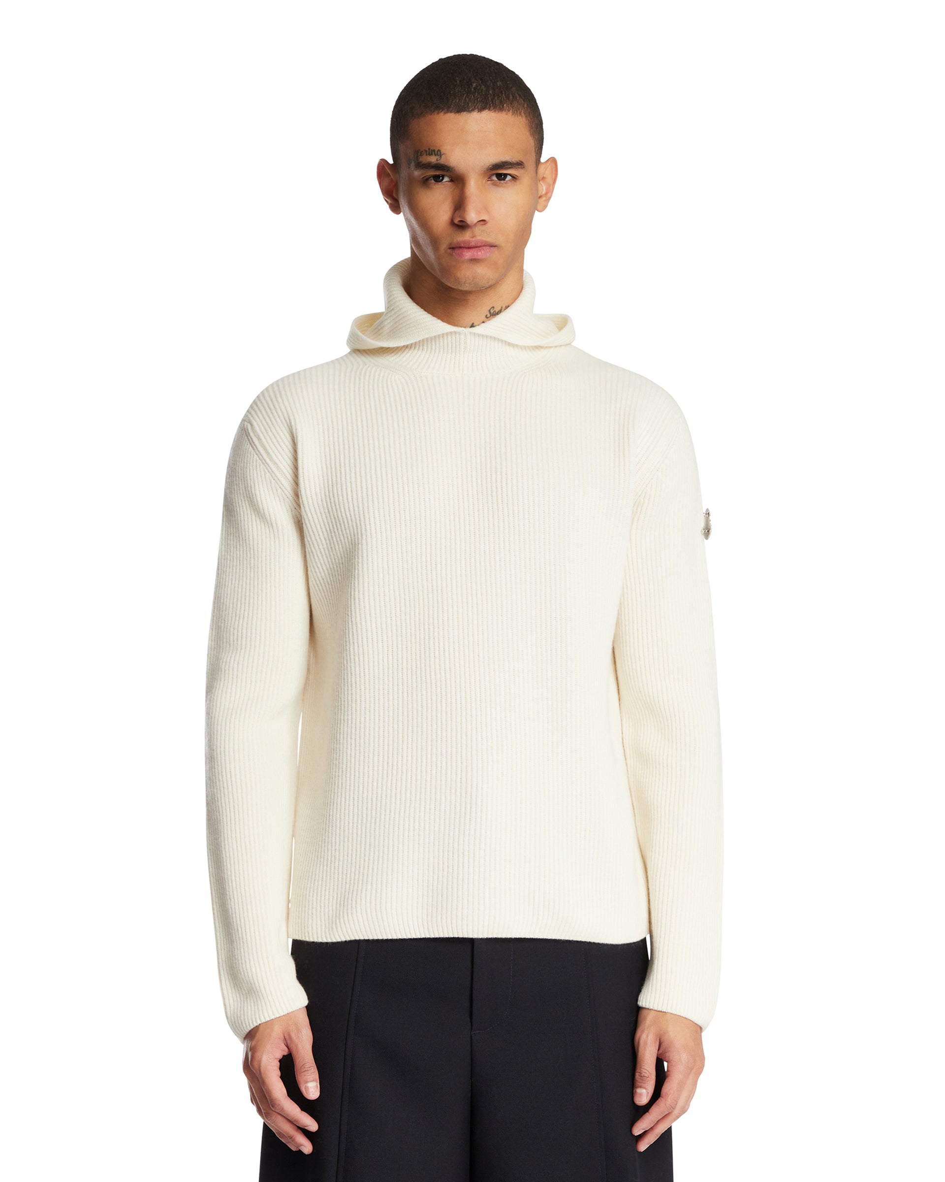 X Jil Sander White Wool Sweater Moncler – Гарантія оригінальності – боковий вид
