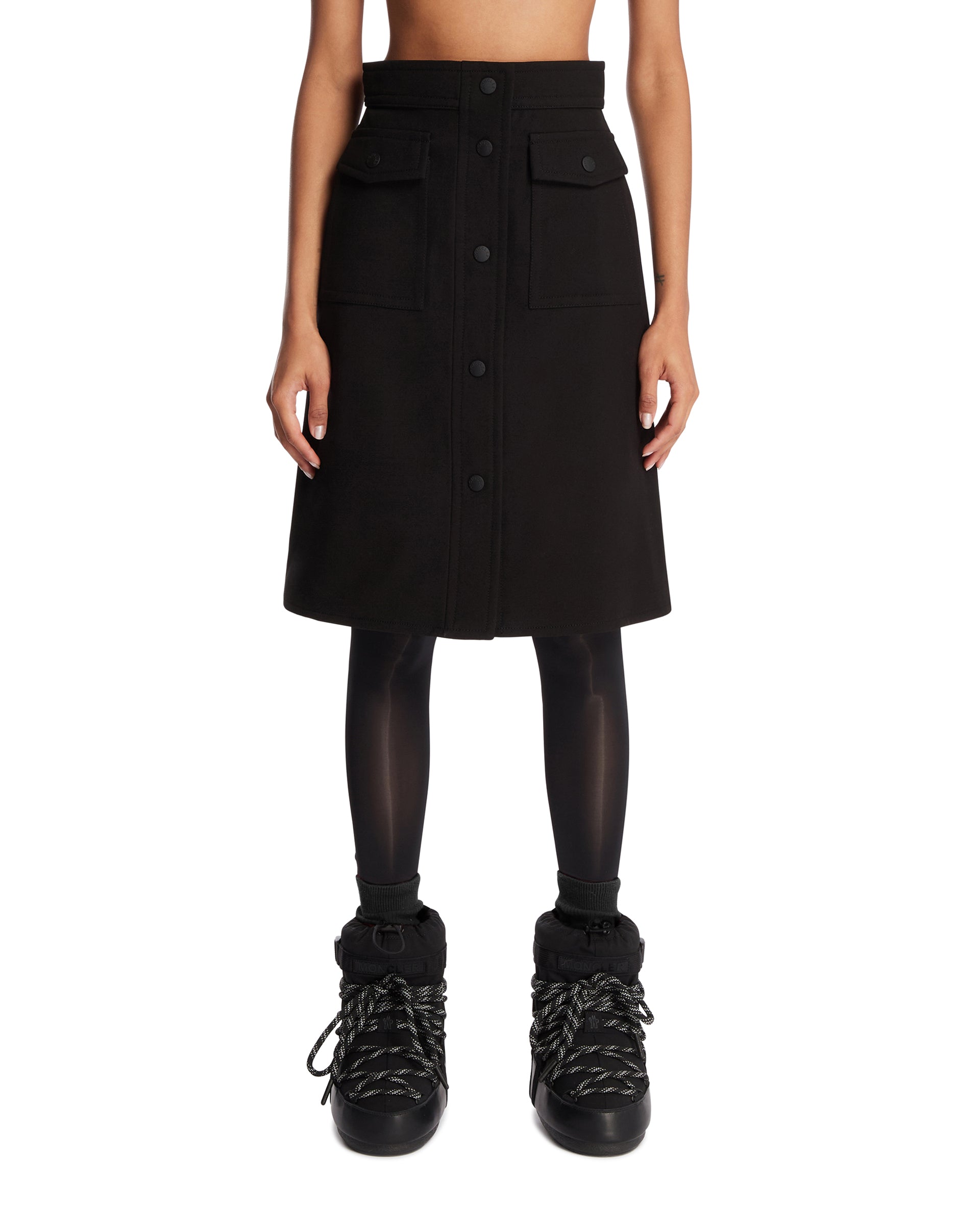 Black Knee-Length Technical Twill Skirt Moncler – Гарантія оригінальності – боковий вид