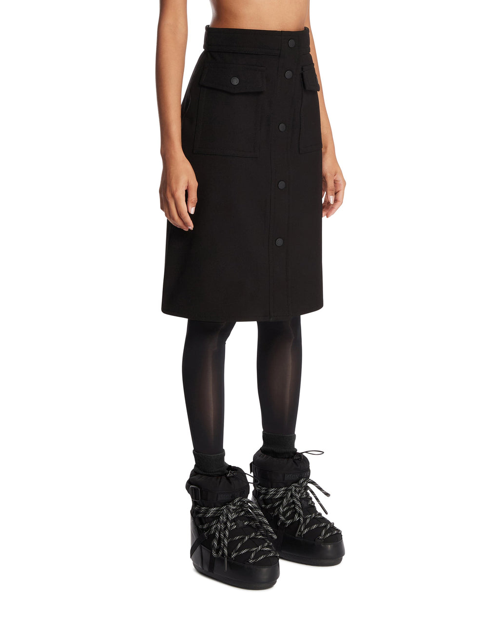 Black Knee-Length Technical Twill Skirt Moncler – Гарантія оригінальності – вид ззаду