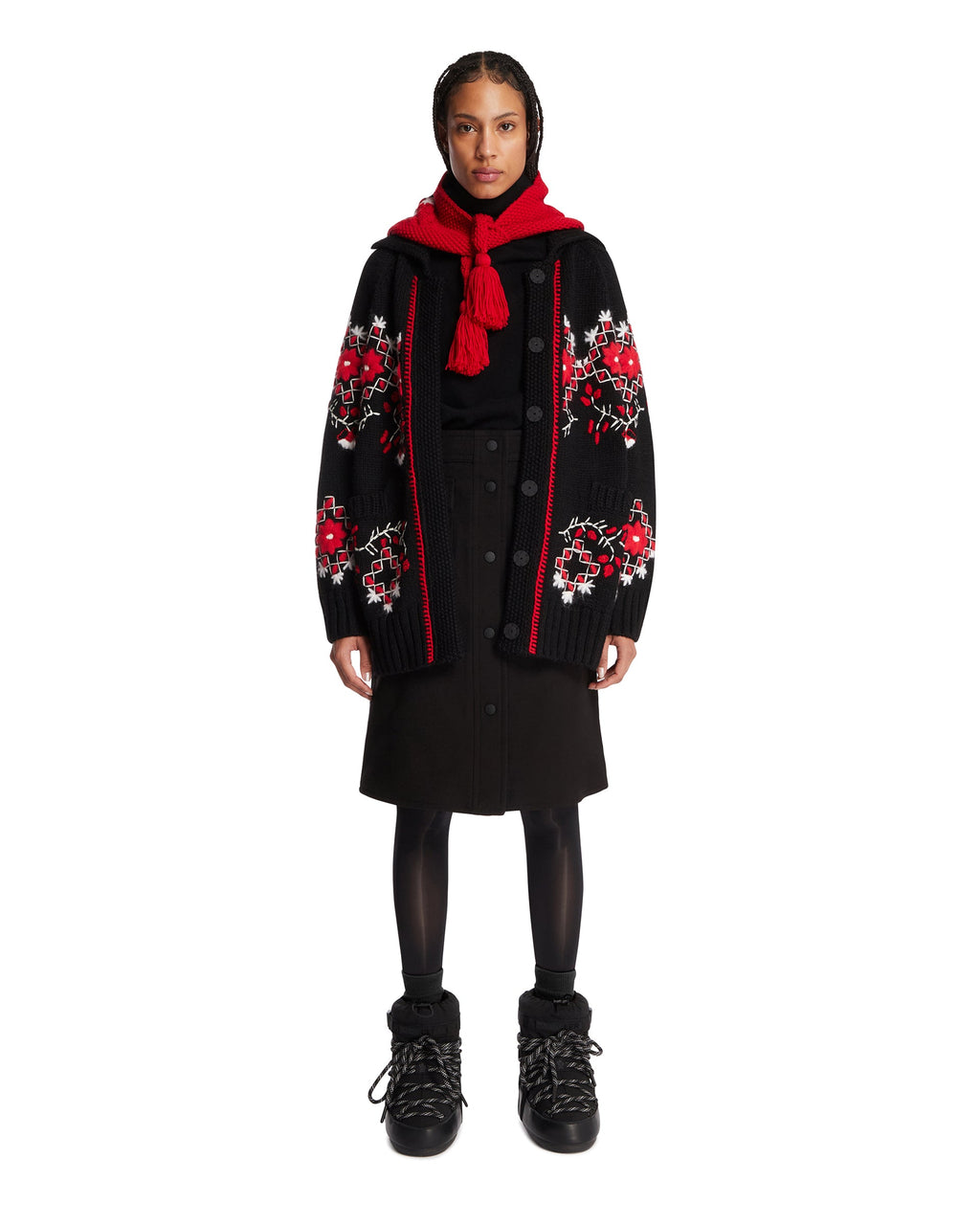 Black Knee-Length Technical Twill Skirt Moncler – Гарантія оригінальності – детальний вид